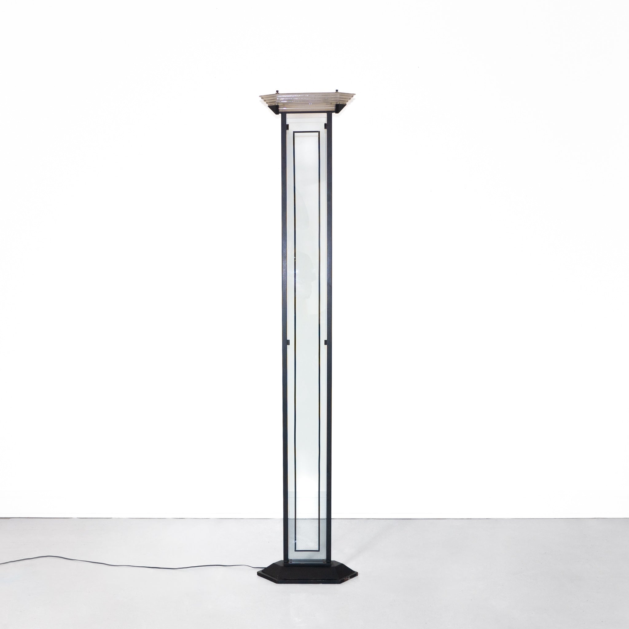 1980s Postmodern Glass and Metal Floor Lamp
