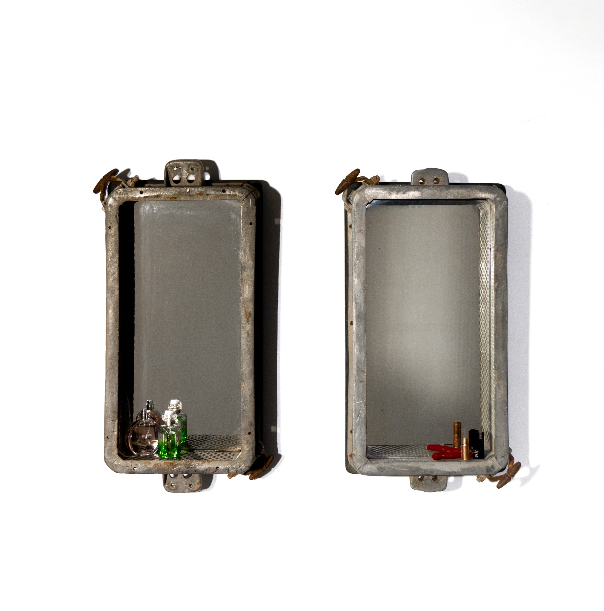 Vintage Industrial Wall Mirror Pair