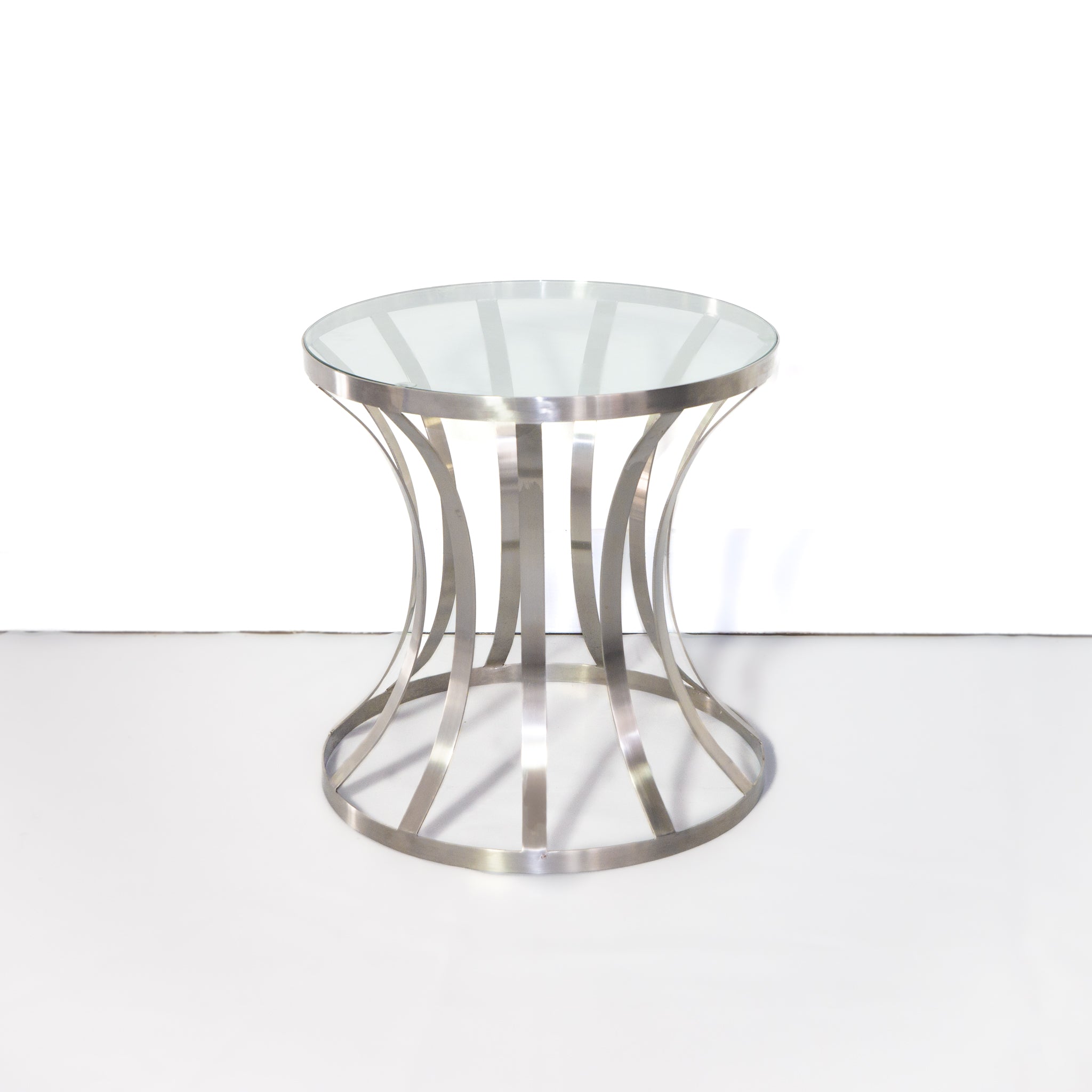 Chrome and Glass Double Ring Side Table