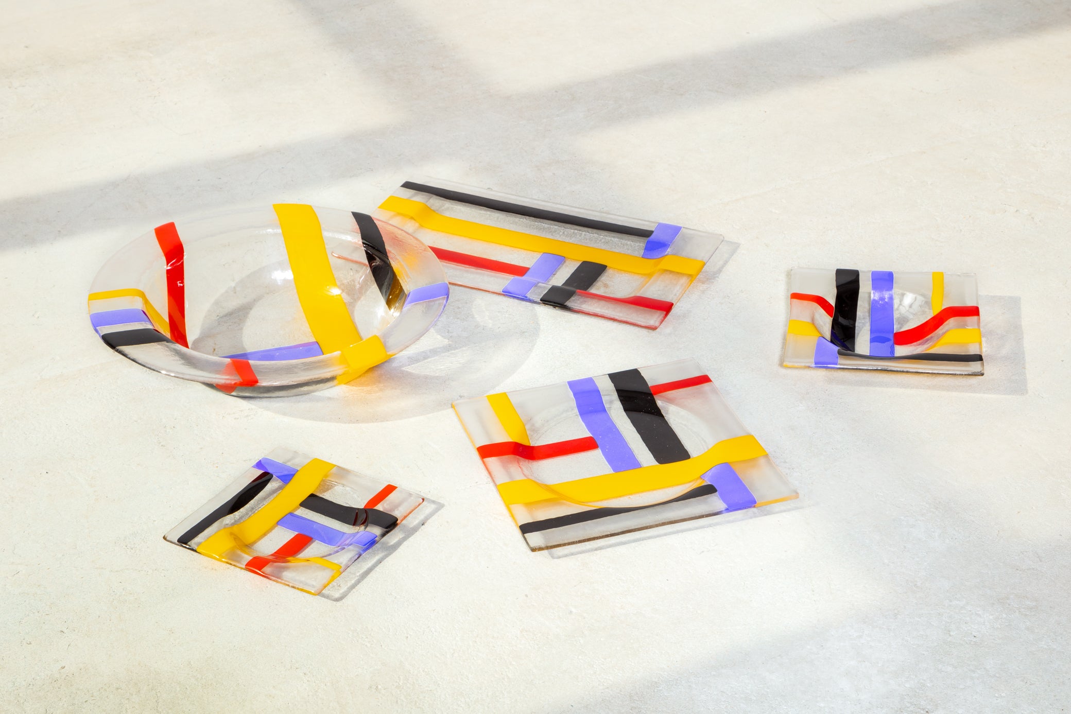 Fused Glass Plate Set of 18