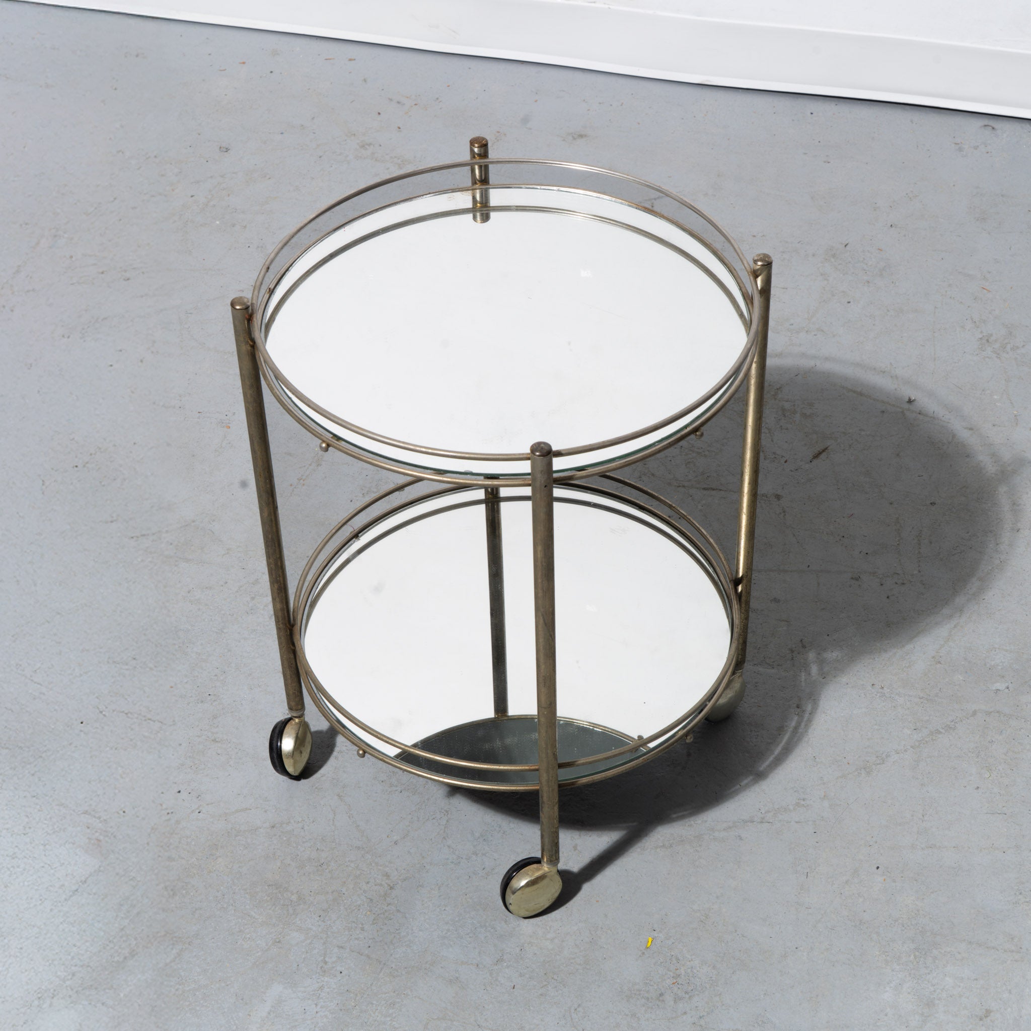 Mid-Century Modern Rolling Mirrored Bar Cart