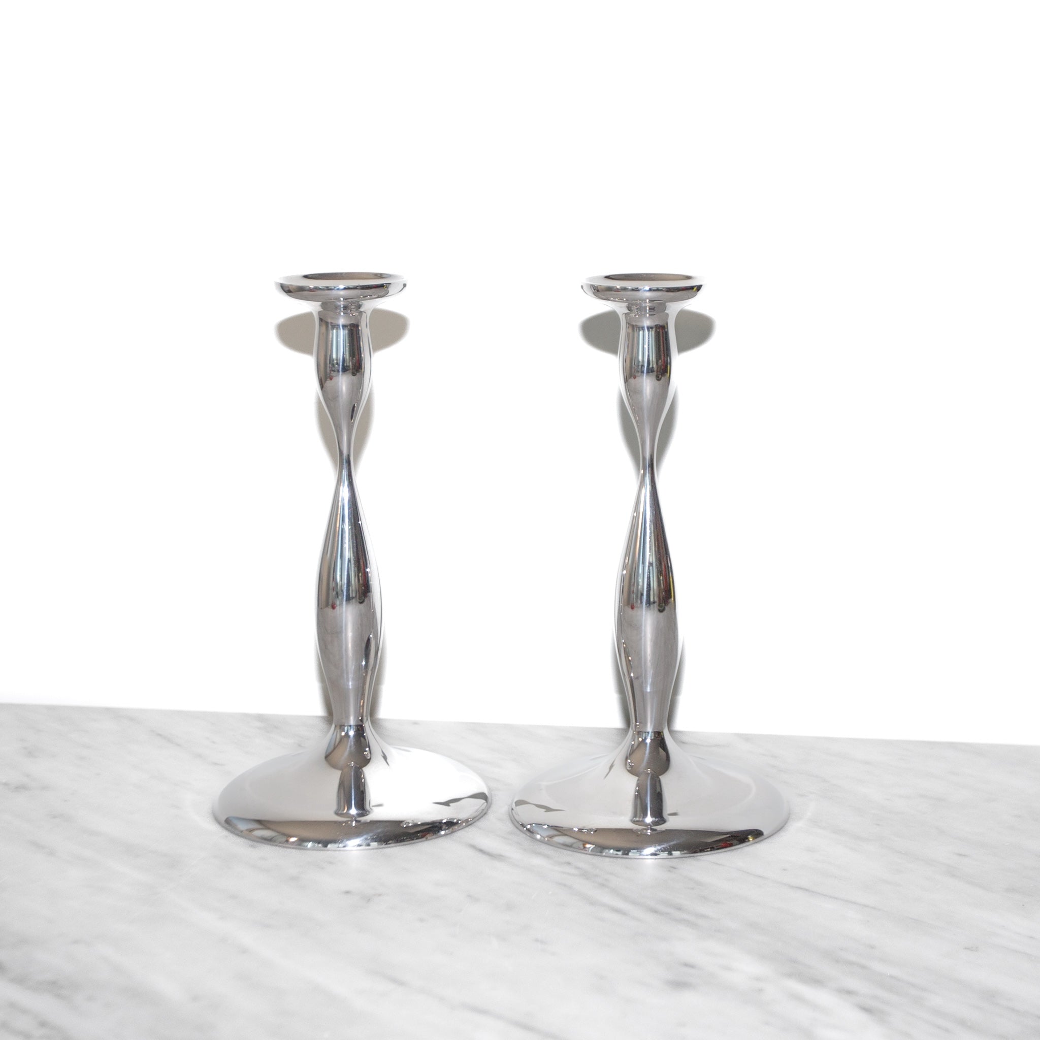 Pair of Nambe Candle Stick Holders