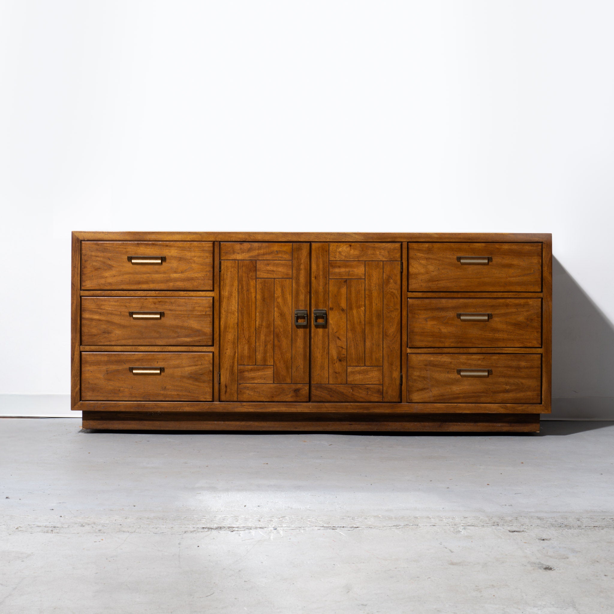 Mid-Century Drexel Wooden Heritage Woodbriar Pecan Wood Lowboy Dresser