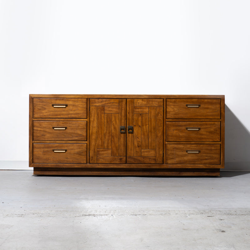 Mid-Century Drexel Wooden Heritage Woodbriar Pecan Wood Lowboy Dresser