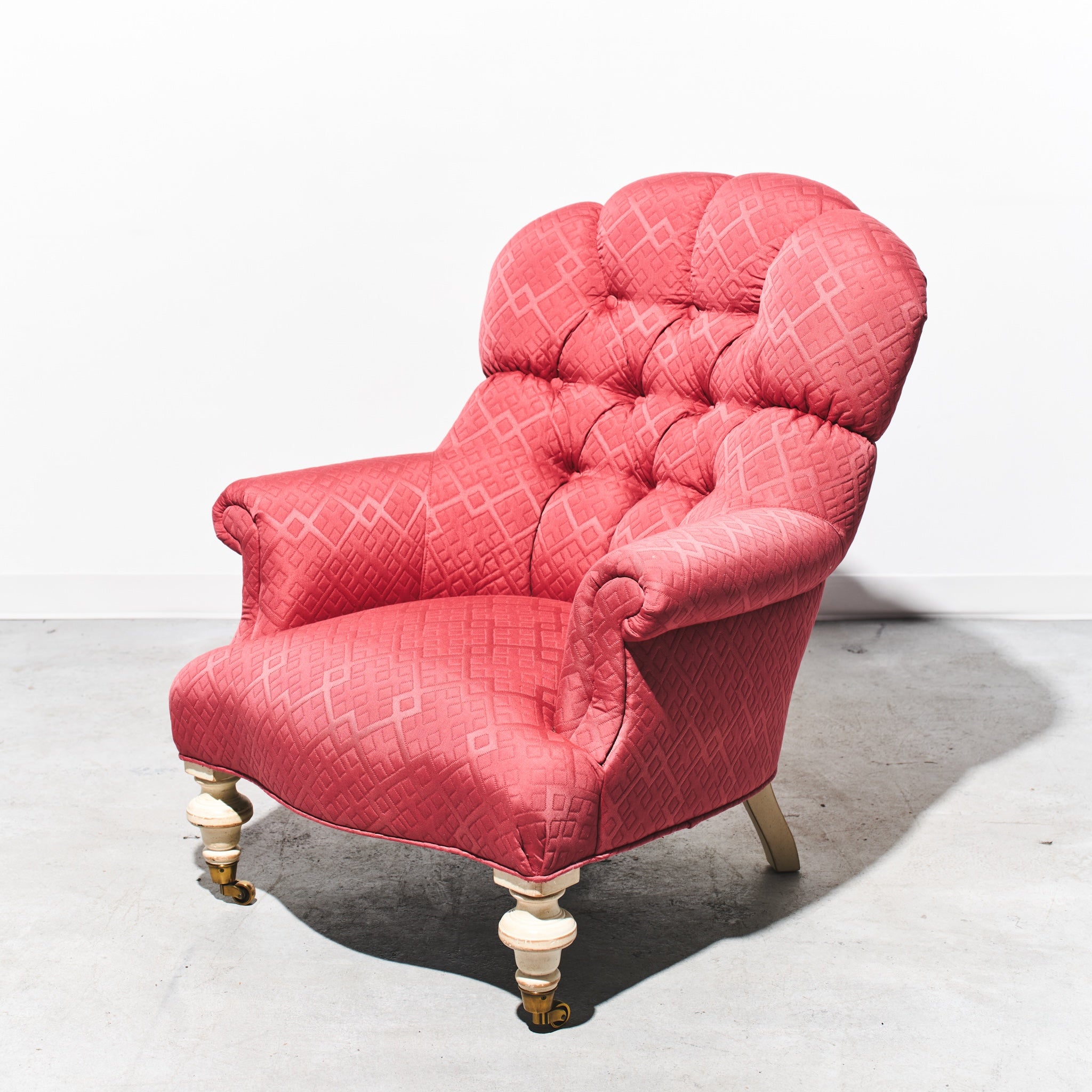 Ethan Allen Pink Tufted Armchair