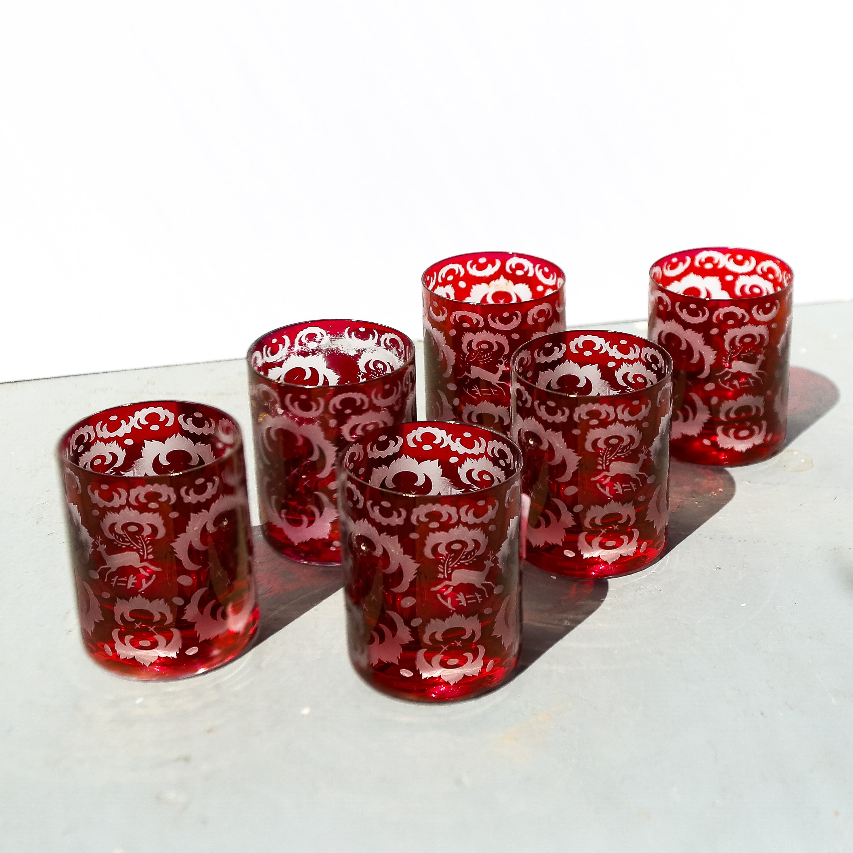 Antique Egermann Bohemian 6 Crystal Tumblers