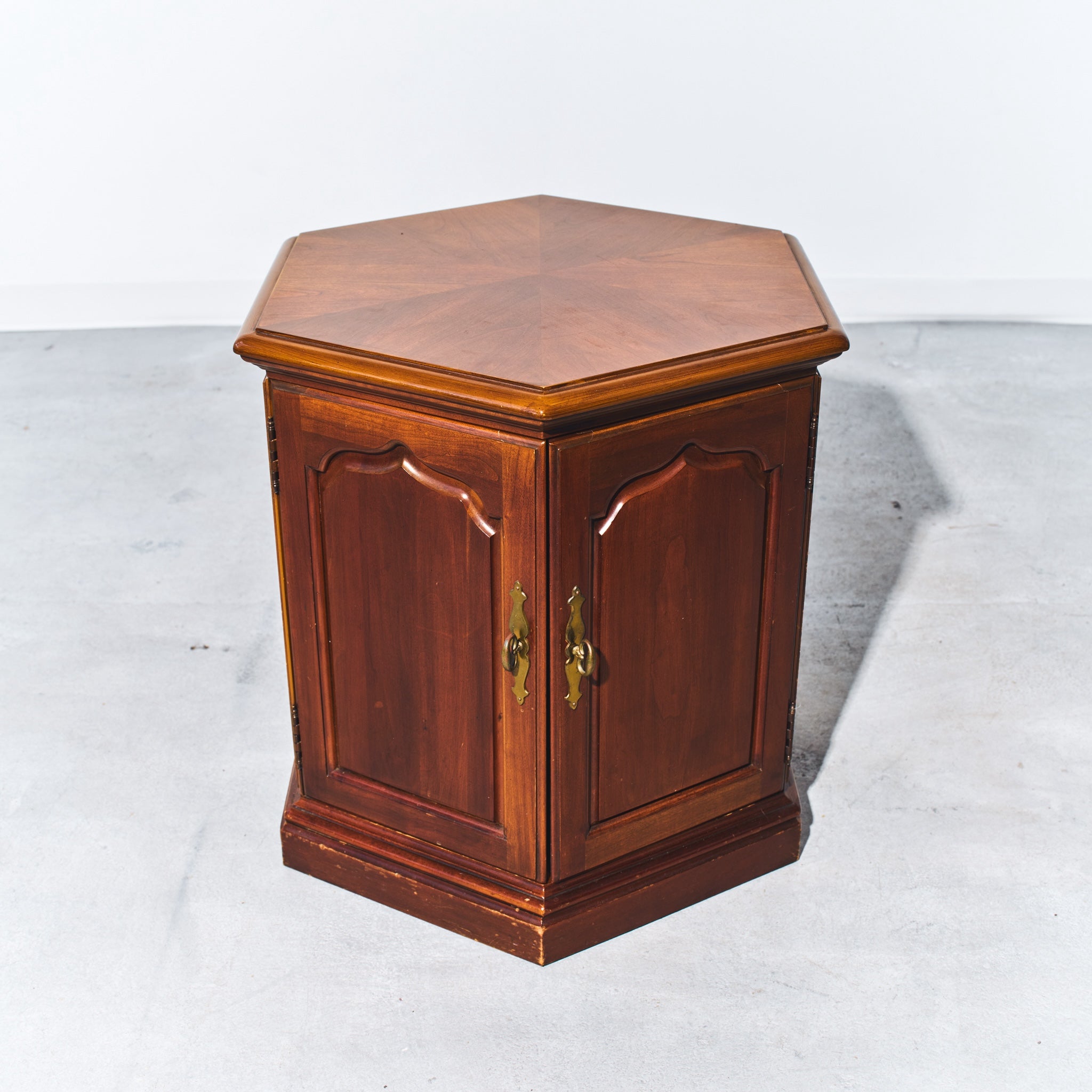 Hexagon Cherry Inlaid Side Table