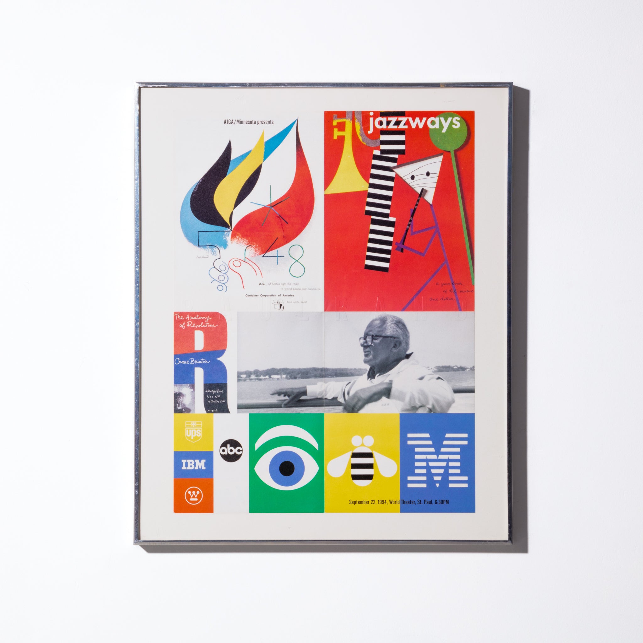 Framed vintage 1994 Paul Rand Jazzways Exhibition Poster