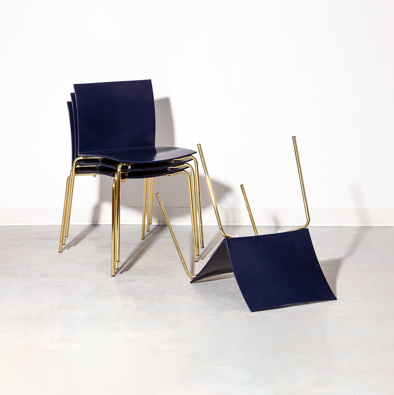 CB2 Set of 4 Dining chairs with gold-toned steel legs