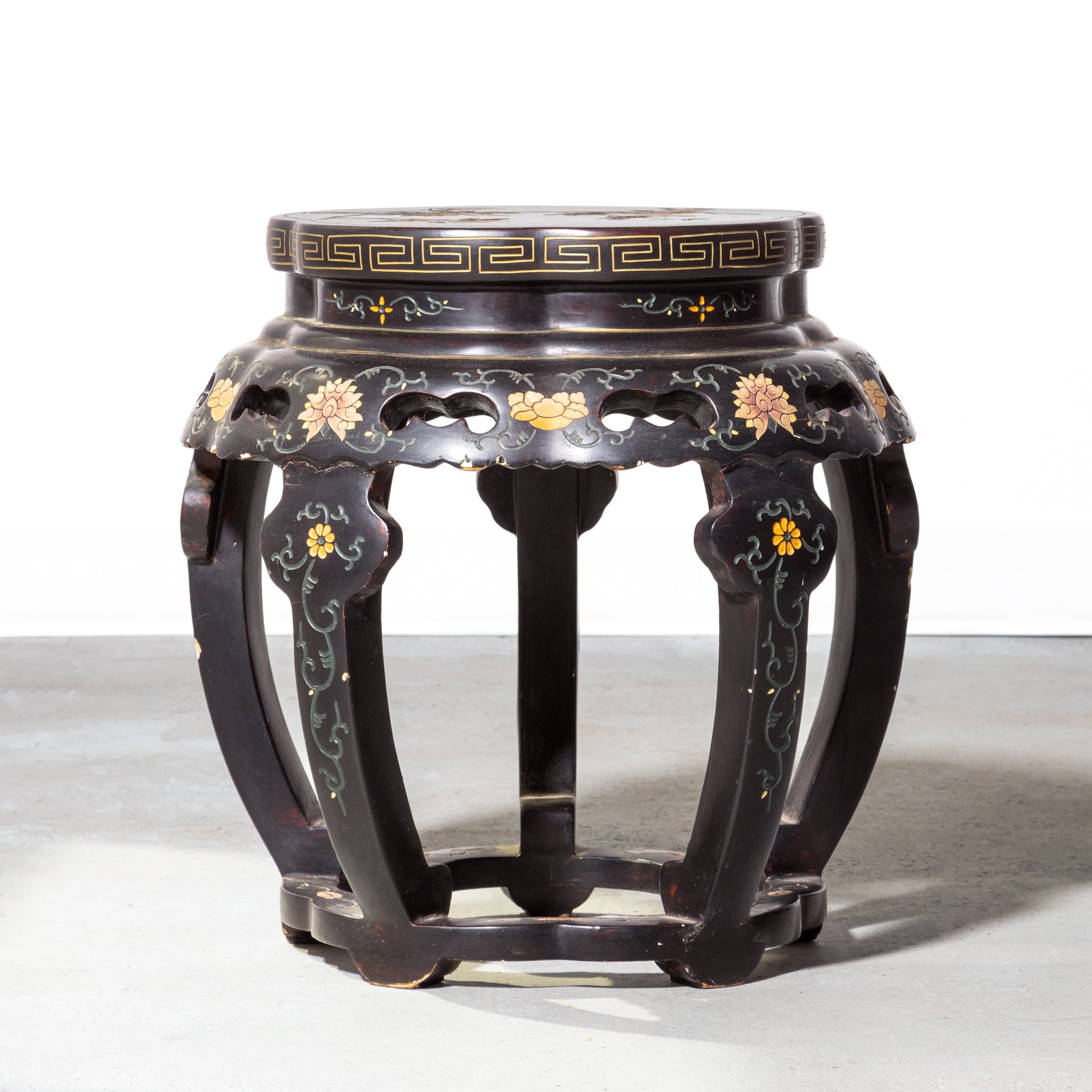 Chinese hand-painted lacquer stool
