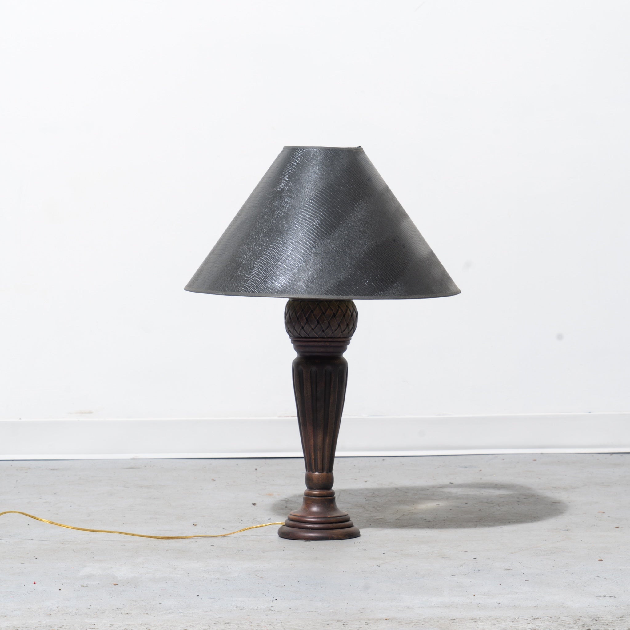 Fluted Bronze Finish Table Lamp with Embossed Shade