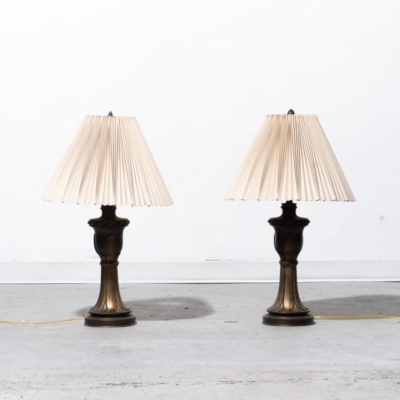 Neoclassical Bronze Table Lamp Pair