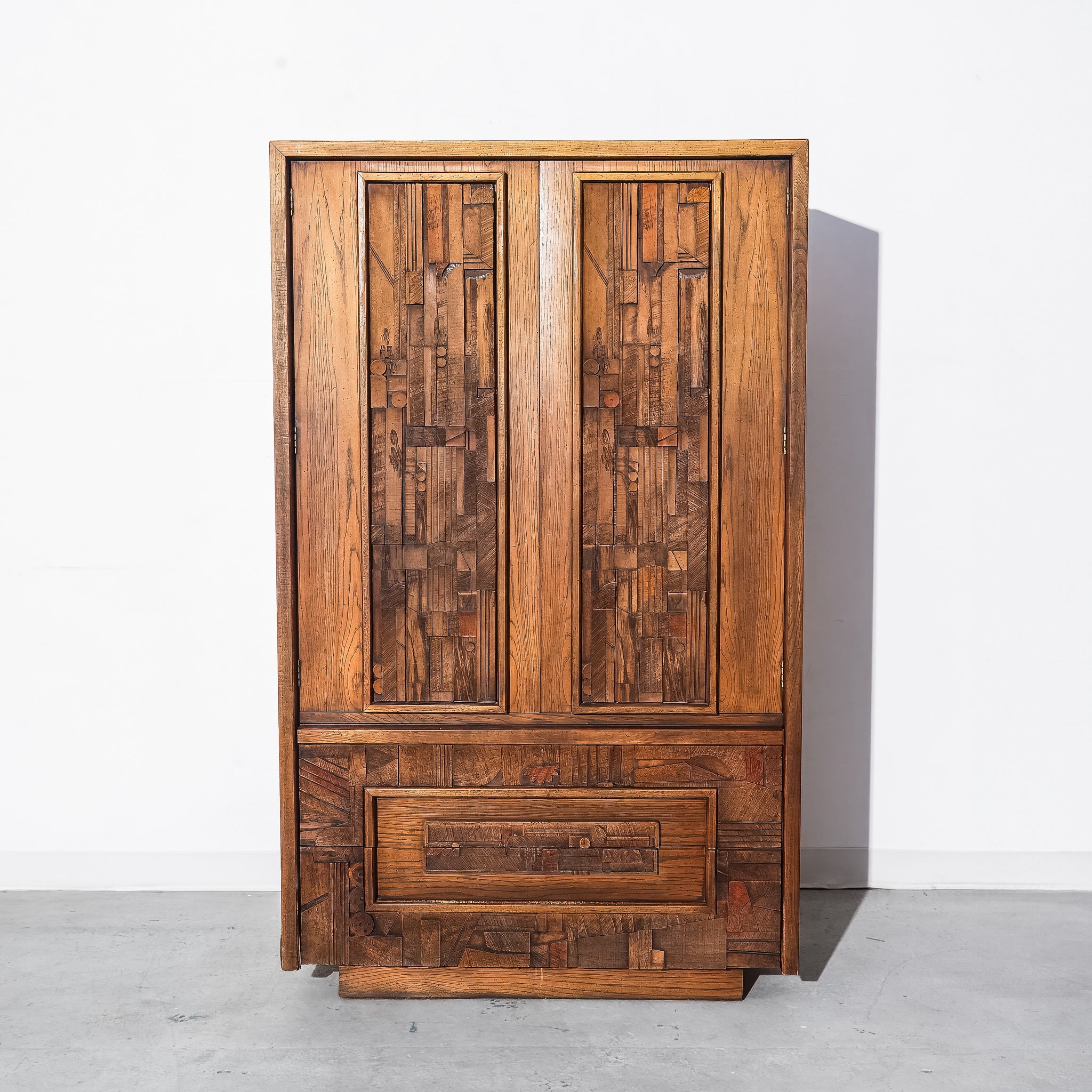 Mid-century Modern Lane Brutalist Armoire Dresser