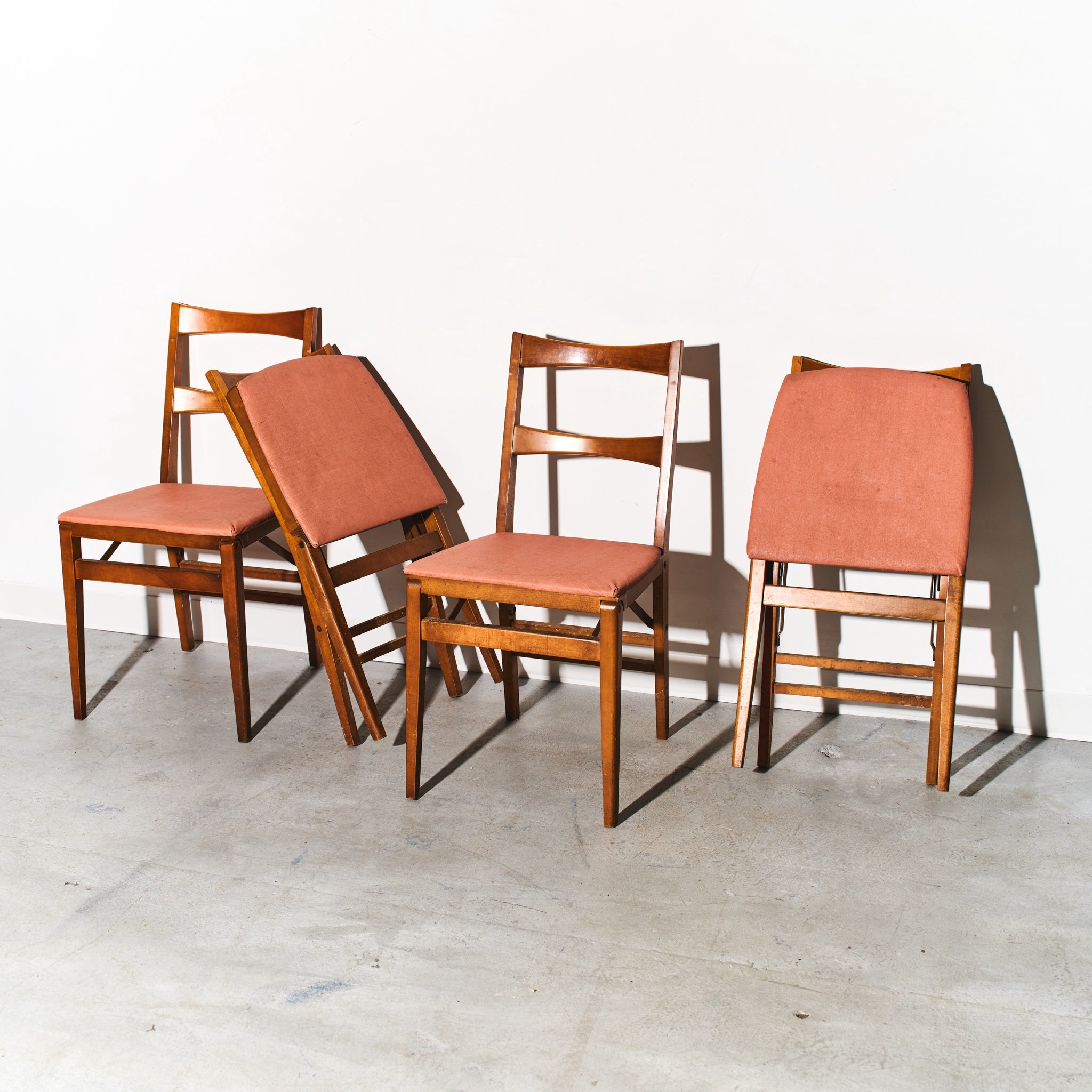 Mid Century Modern Upholstered Folding Dining Chairs