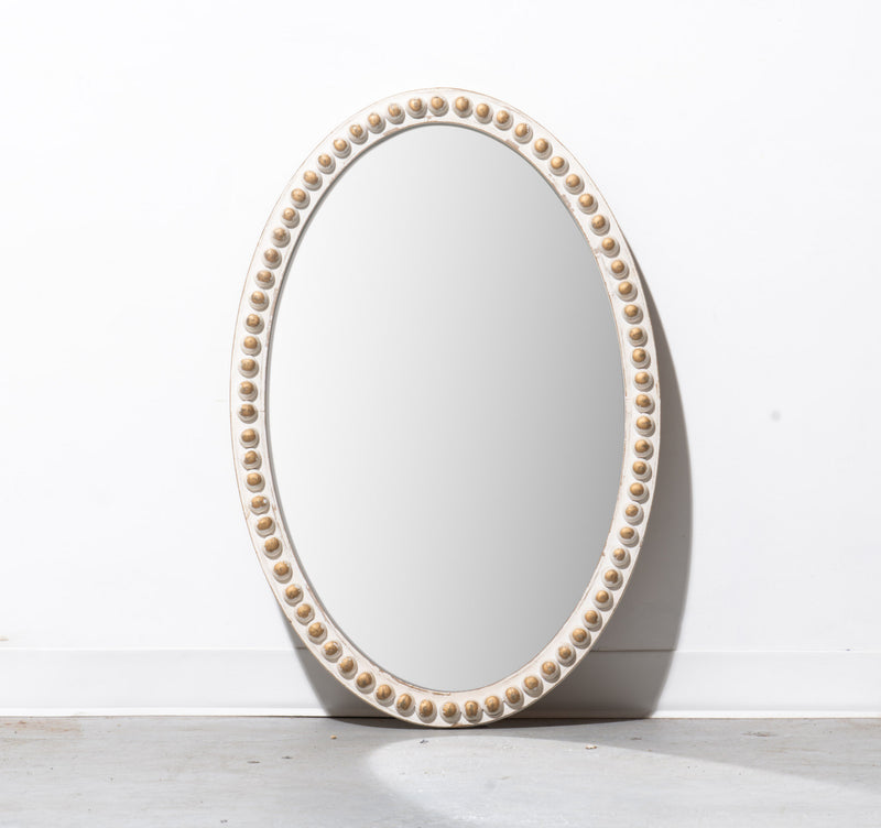 Distressed Studded Oval Wall Mirror