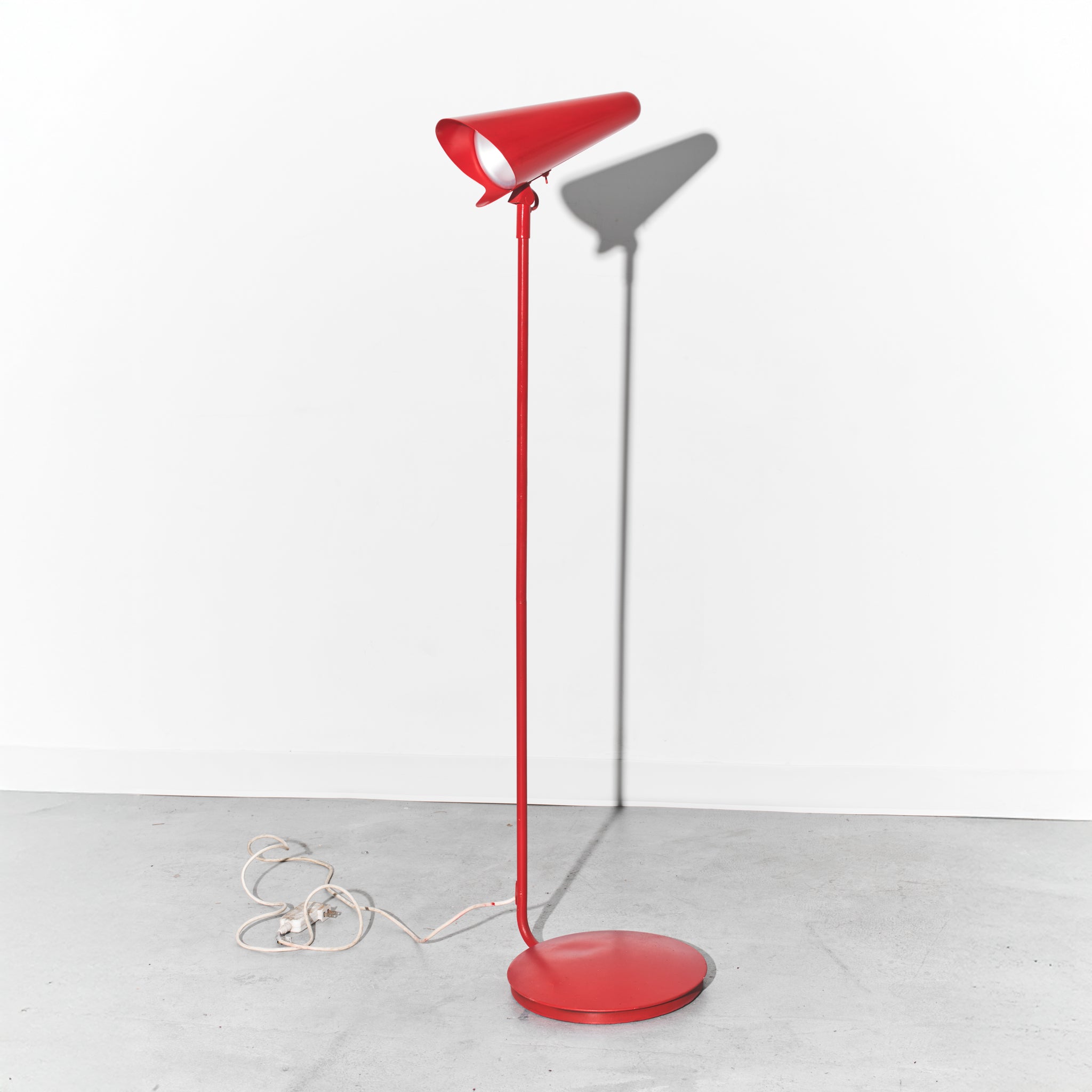 Refurbished Mid-Century Modern Red Cone Lamp