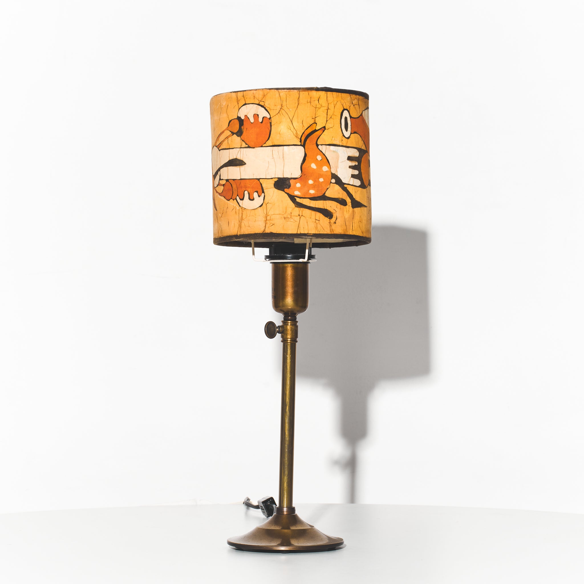 Refurbished Spanish Lamp with Painted African Batik Shade