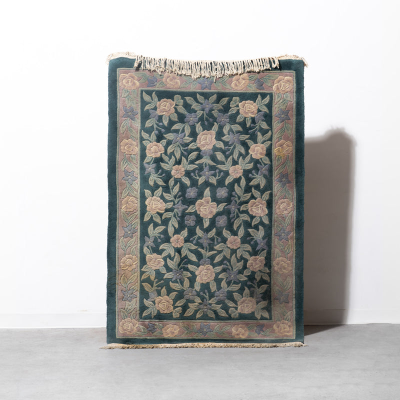 Hand-Knotted Chinese Art Deco Floral Wool Rug (2 Available)