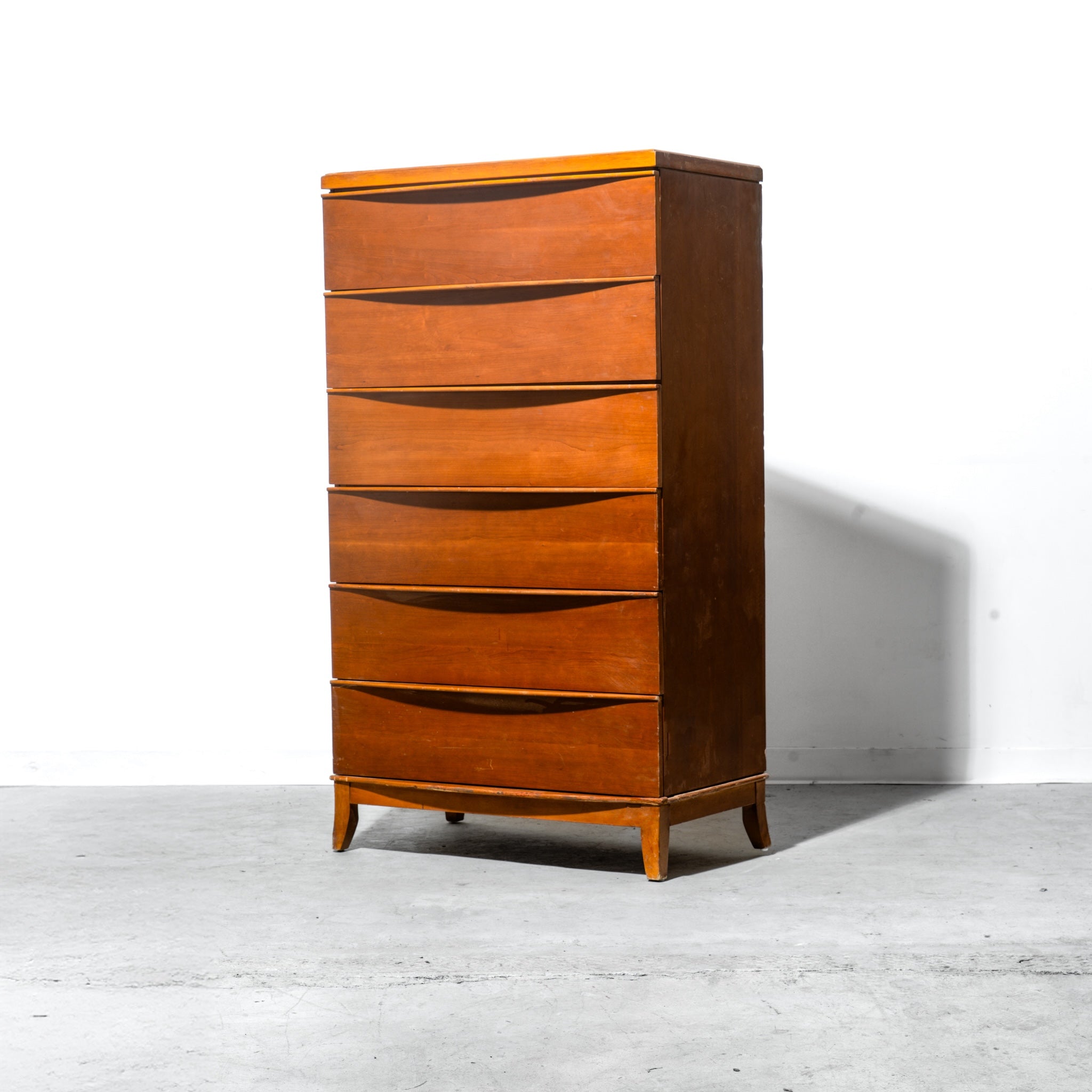 Mid-Century Modern 6-Drawer Tallboy Dresser