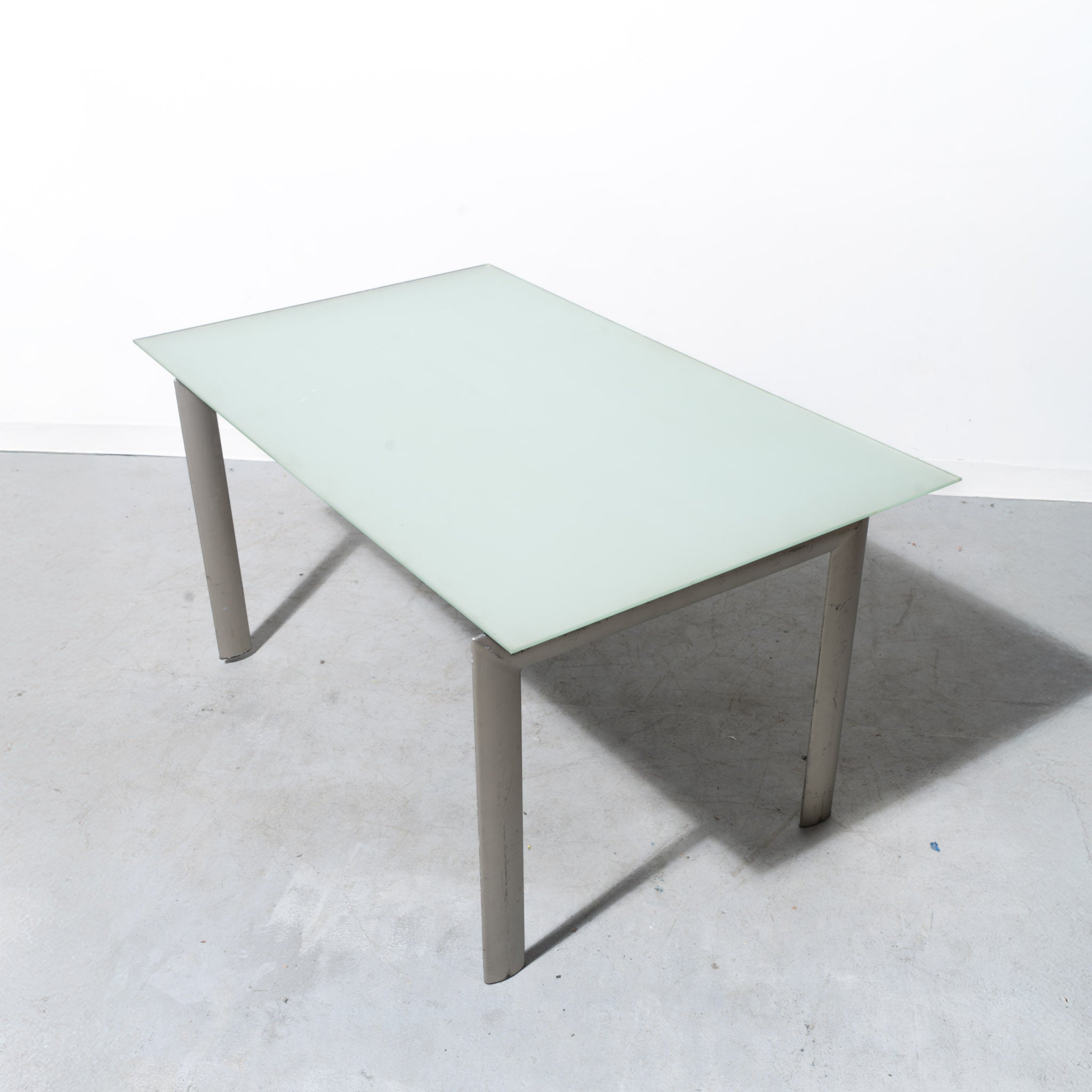 LC6 Le Corbusier-Style Frosted Glass Dining Table