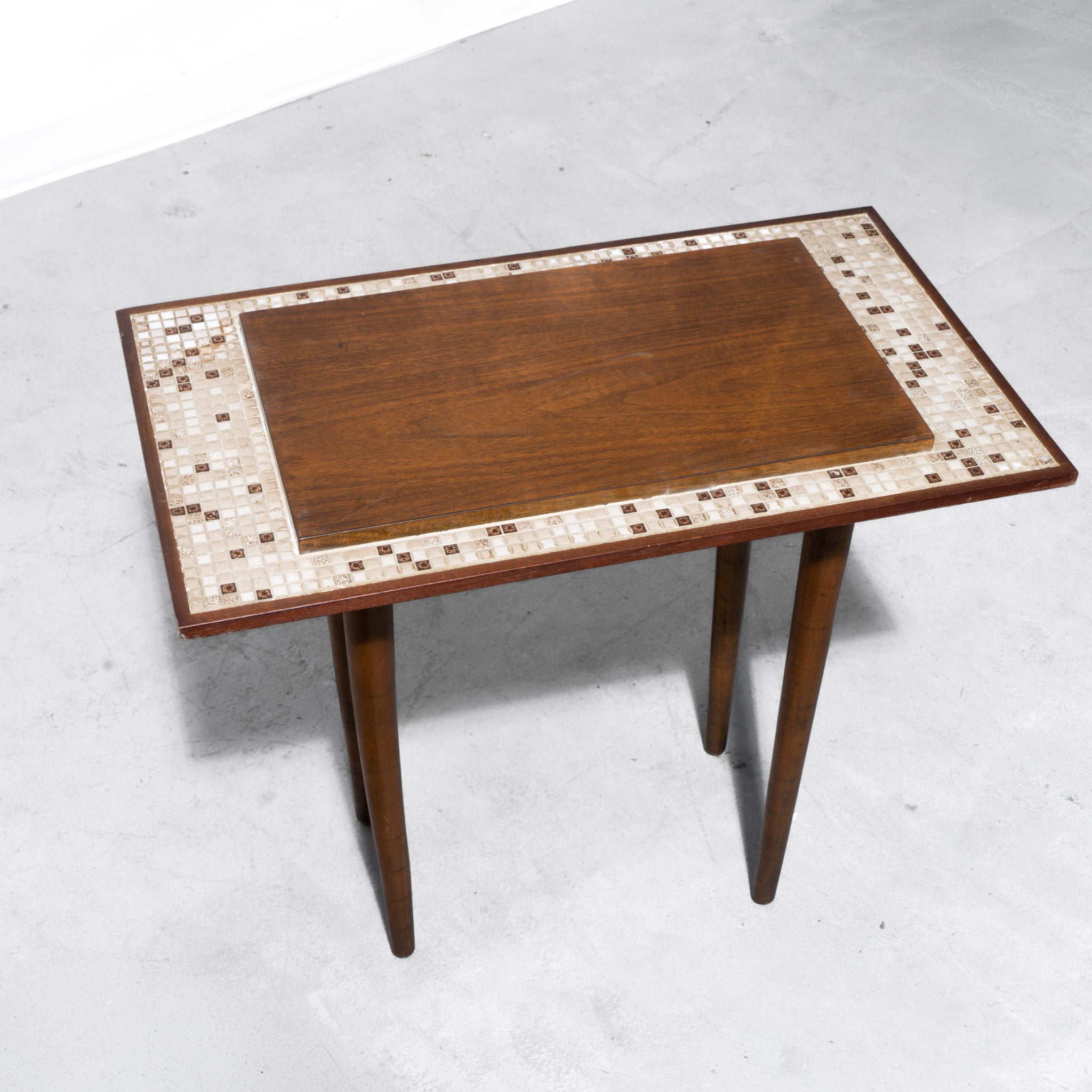 Mid-century Modern Mosaic Tile Trim Table