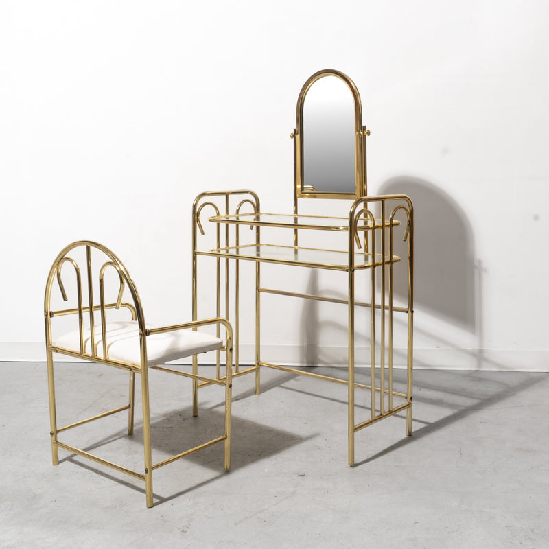 1980s Hollywood Regency Brass Vanity Set