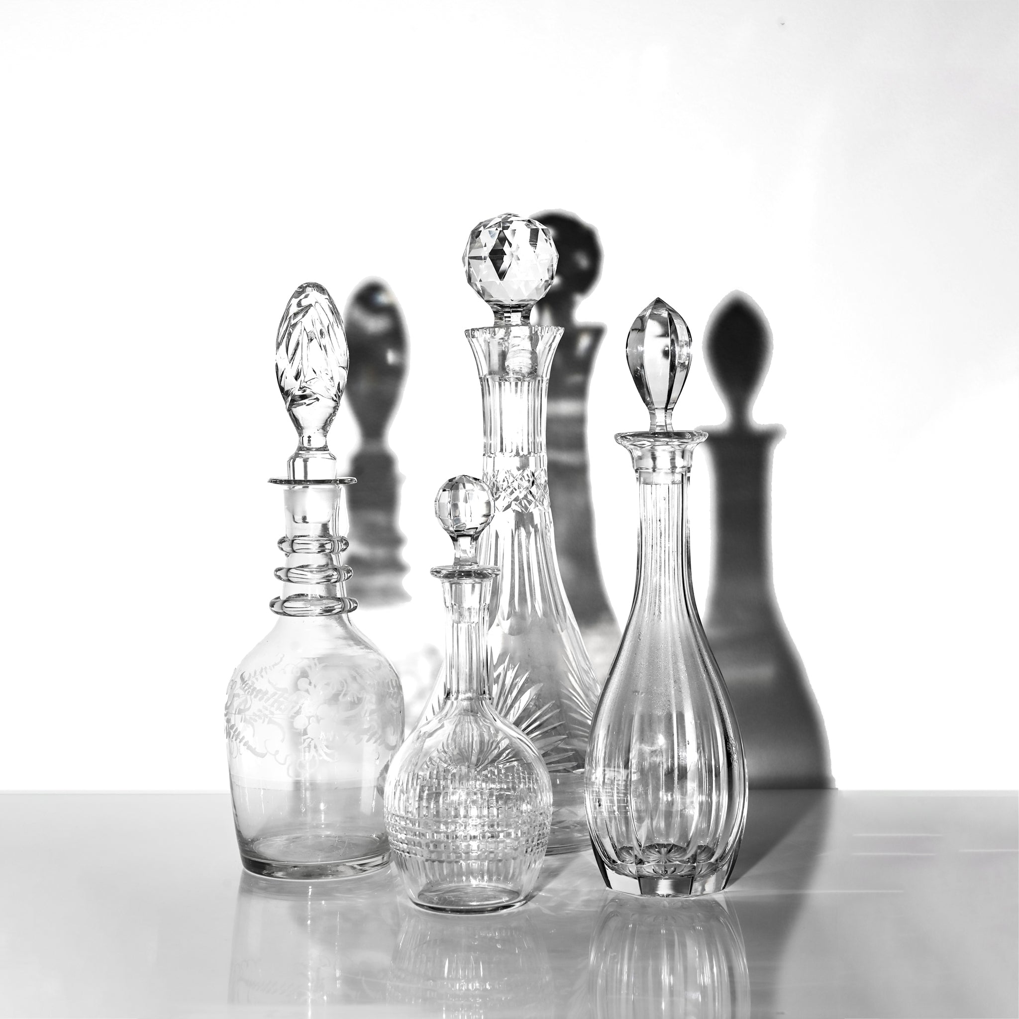 Vintage Antique Crystal Glass Decanters Set