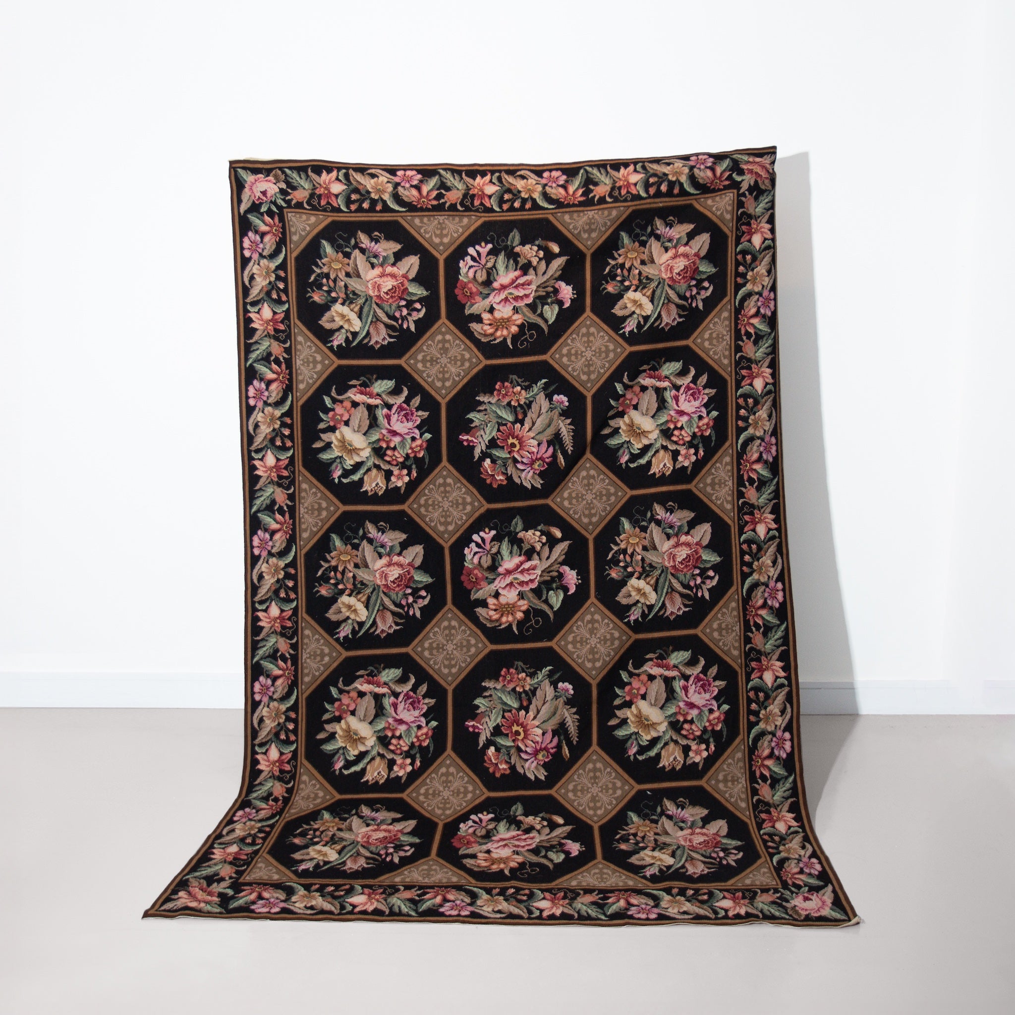 Vintage French Needlepoint Aubusson Rug