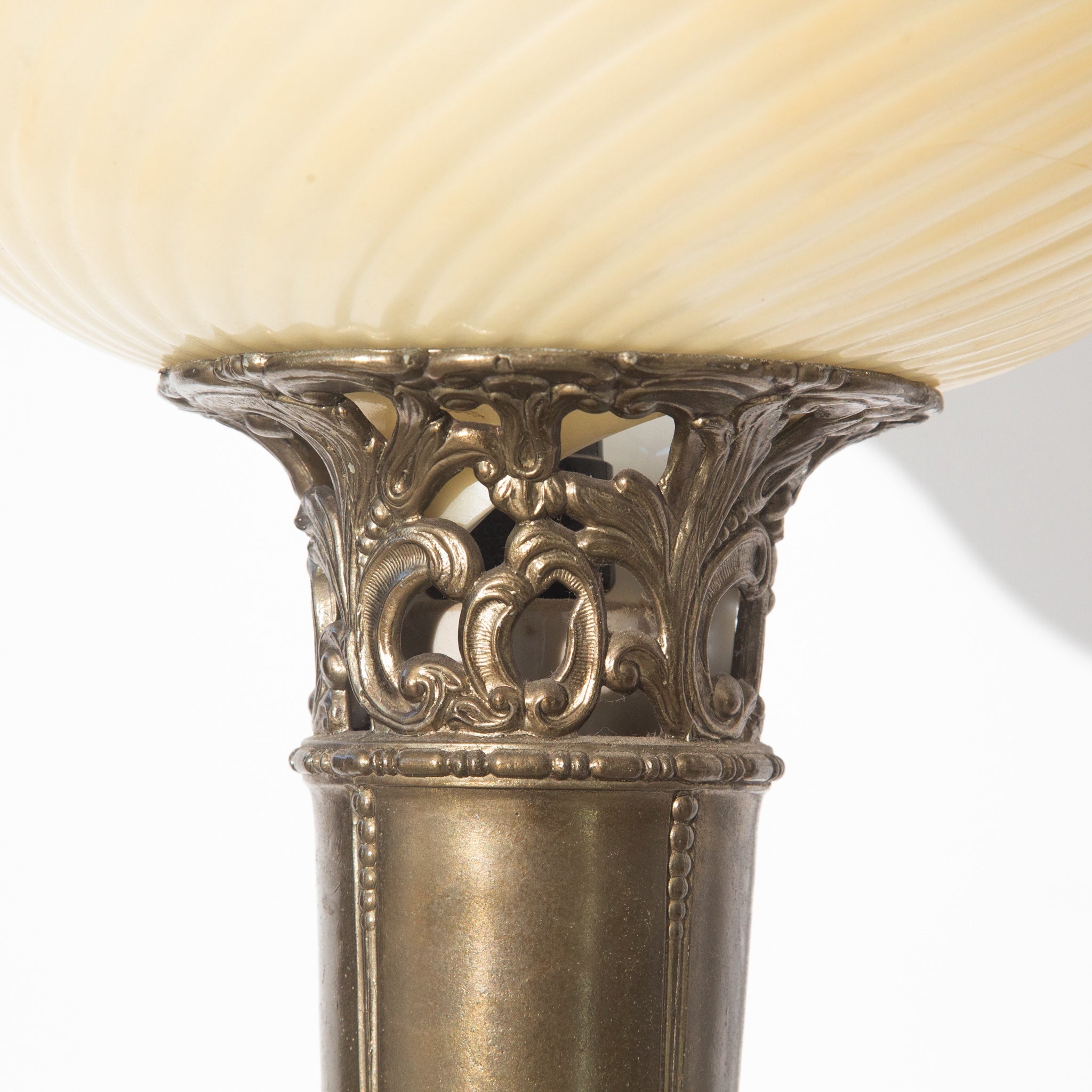 Vintage Glass and Marble Metal Floor Lamp