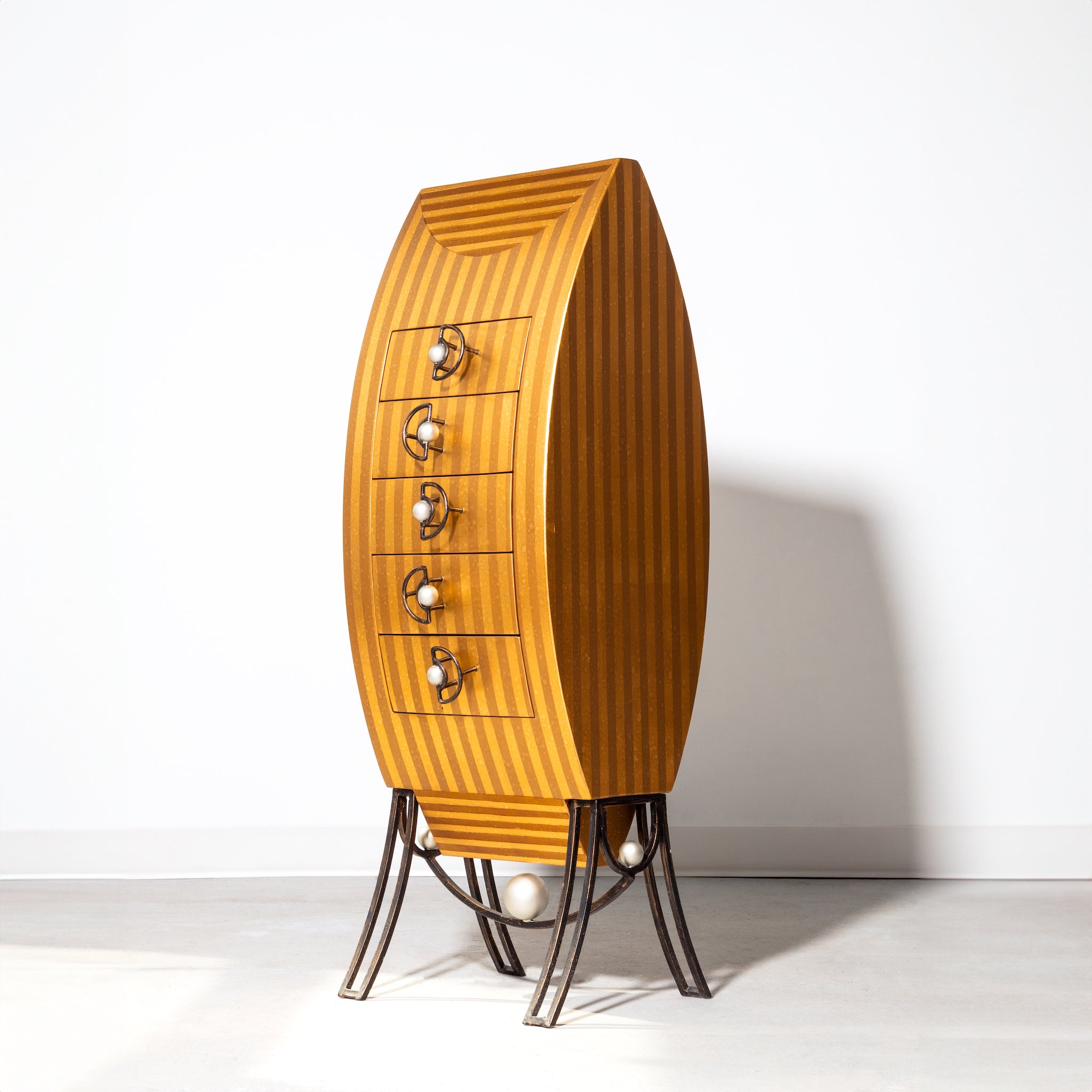 Vintage Gold Art Deco Metallic Cabinet