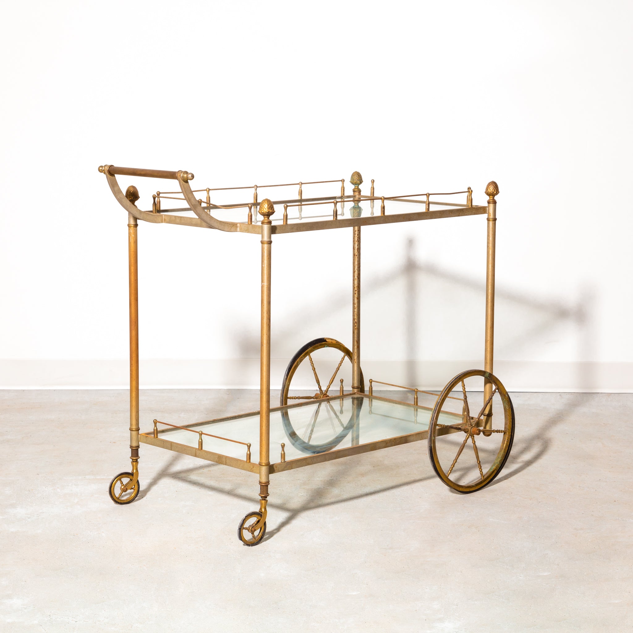 Vintage Italian Brass and Steel Bar Cart