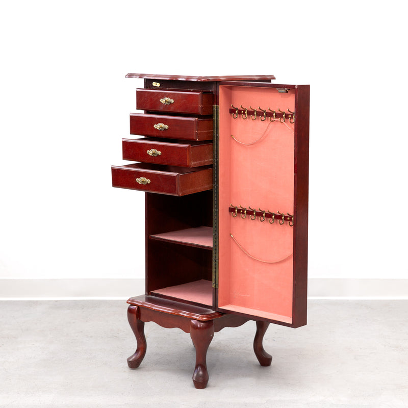 Vintage Powell Cherry Wood Jewelry Armoire Cabinet