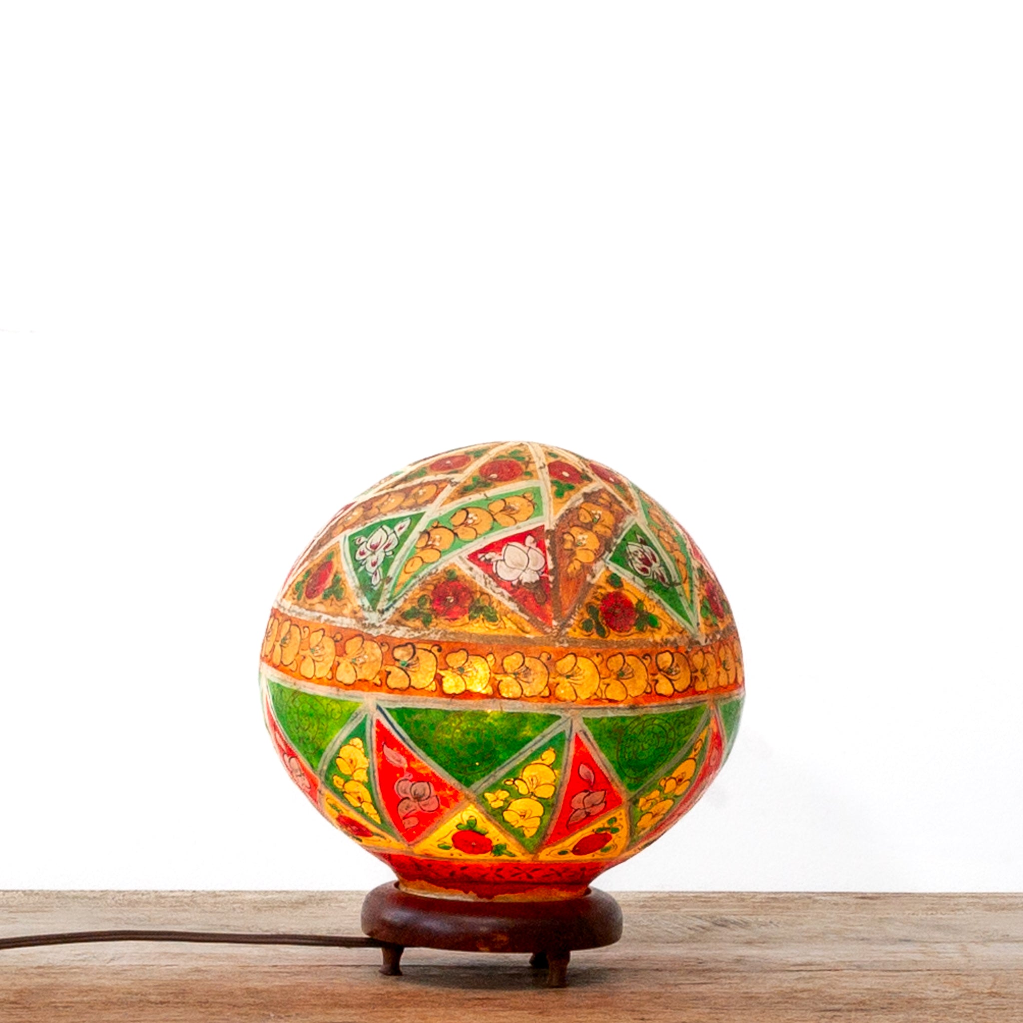 Vintage Retro 70s Hand-Painted Globe Lamp Light