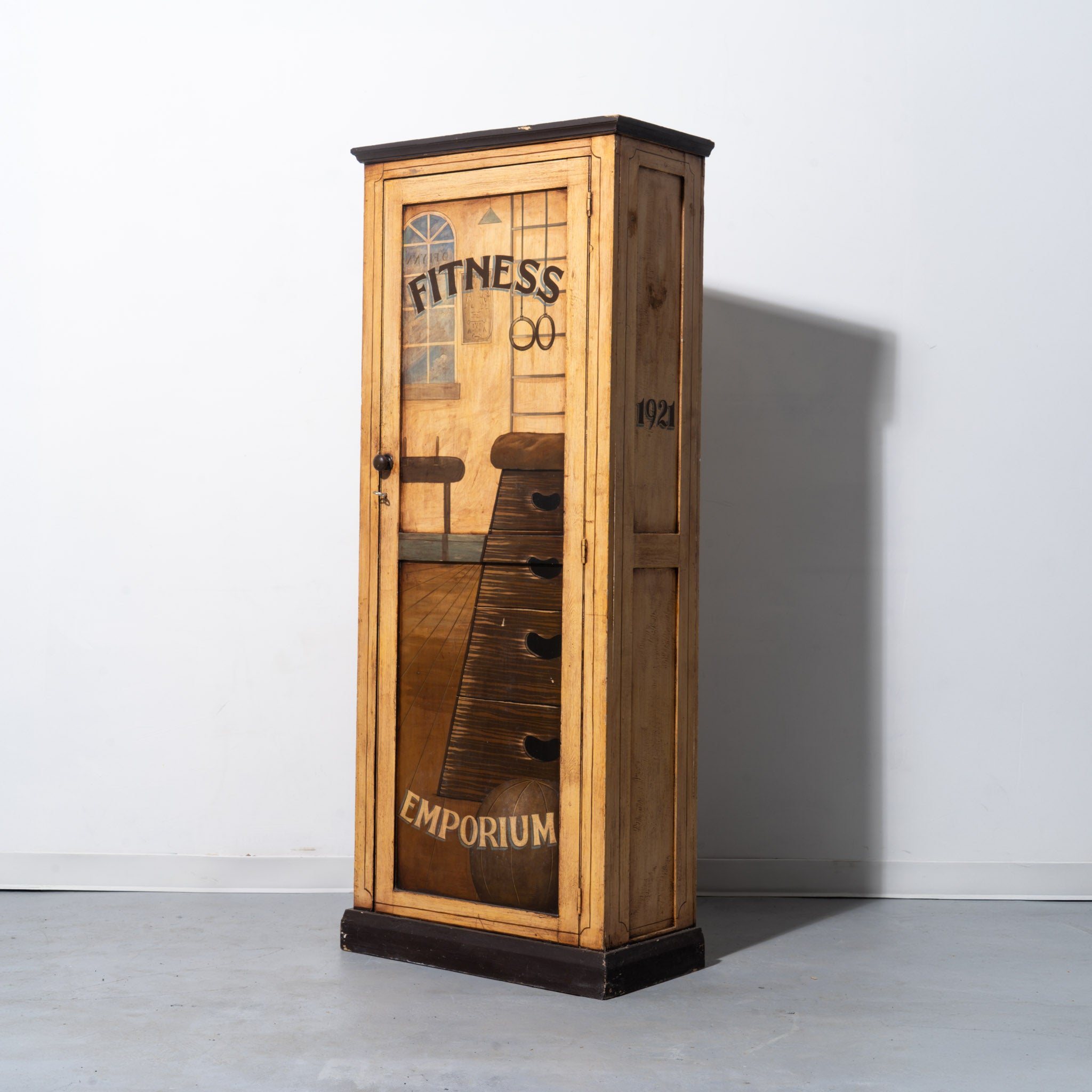 Hand-Painted Solid Wood "Fitness Emporium" Wardrobe