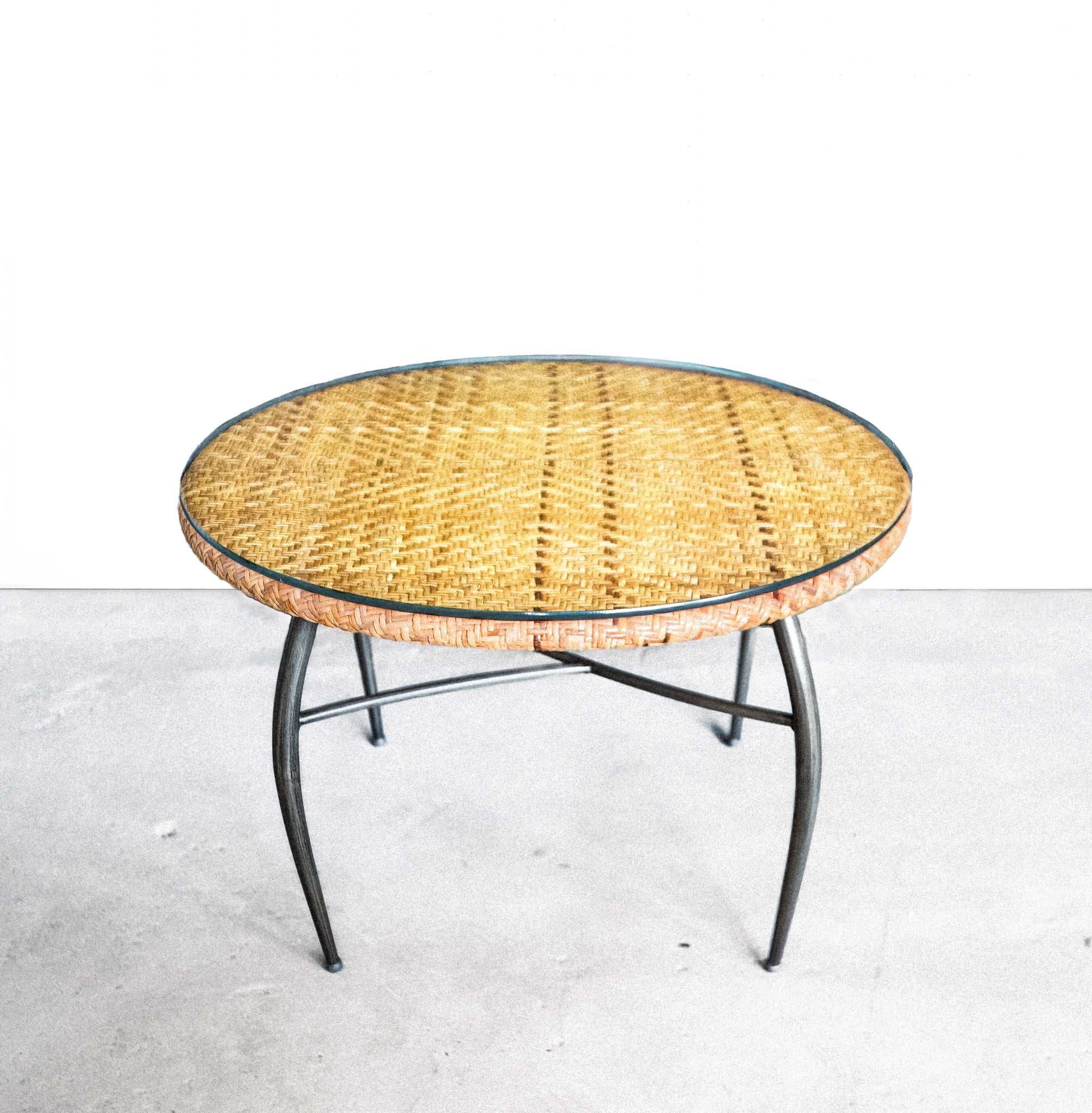 Vintage Glass Bamboo Coffee Table