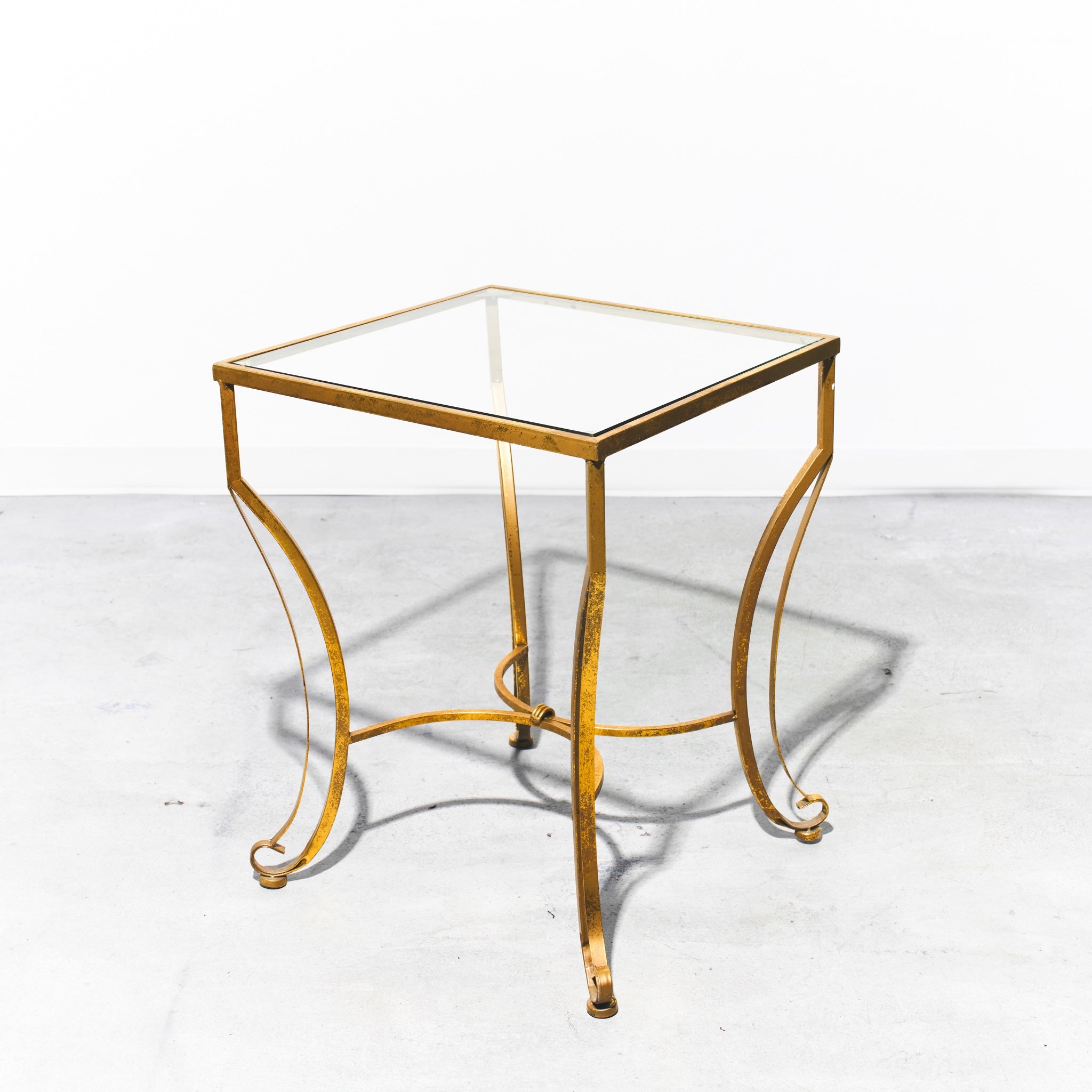 Brass Square Glass Side Table