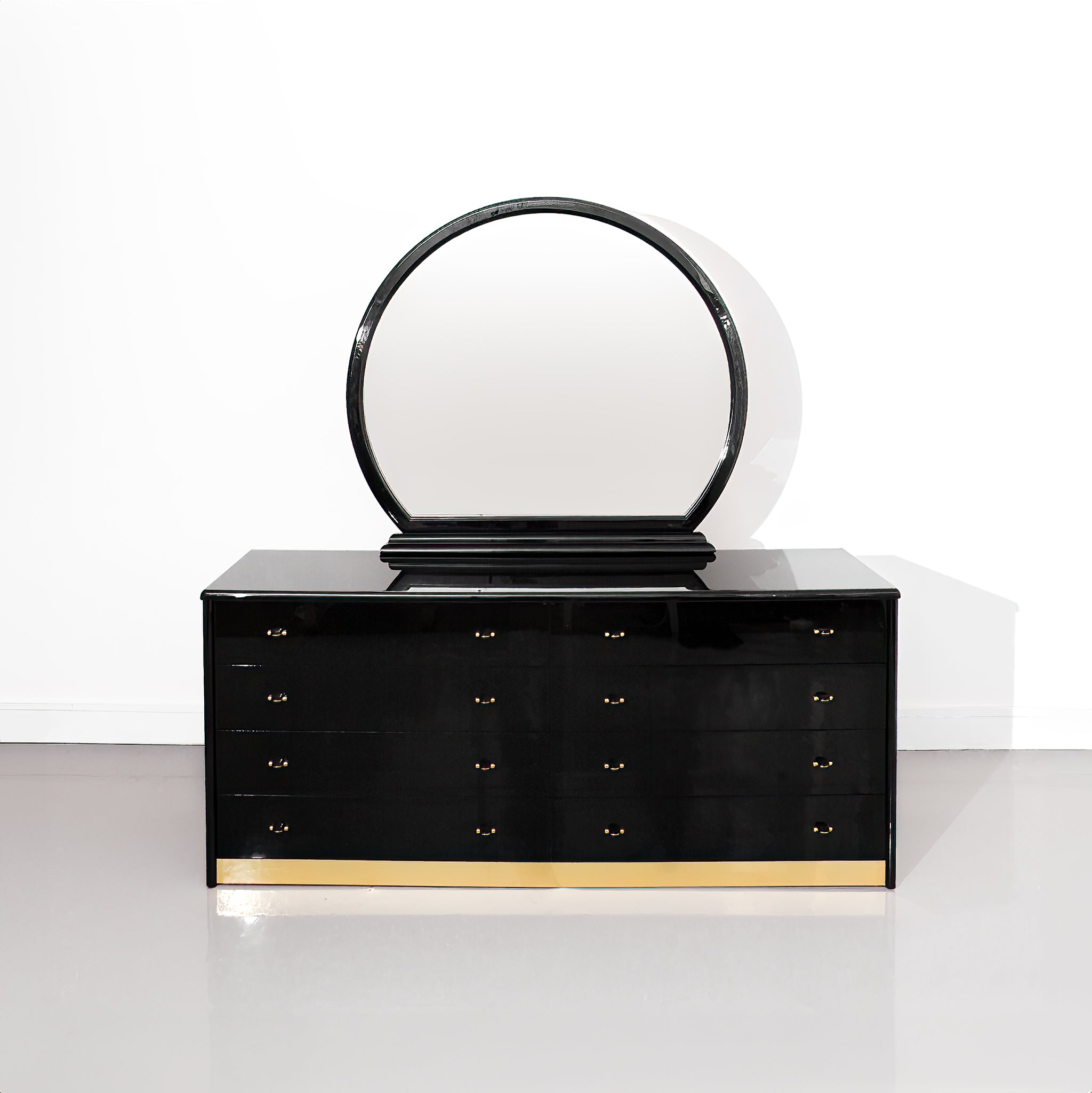 Mid-Century Modern Italian Black Lacquer Dresser with Mirror