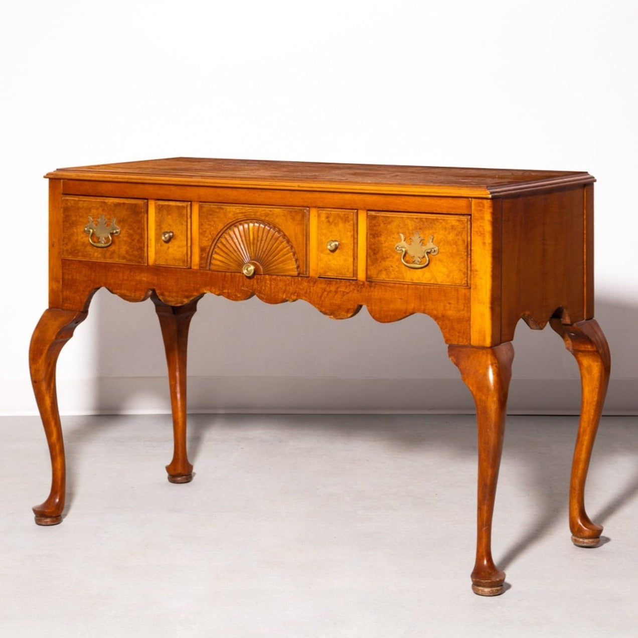 Queen Anne Style tiger maple desk / dressing table