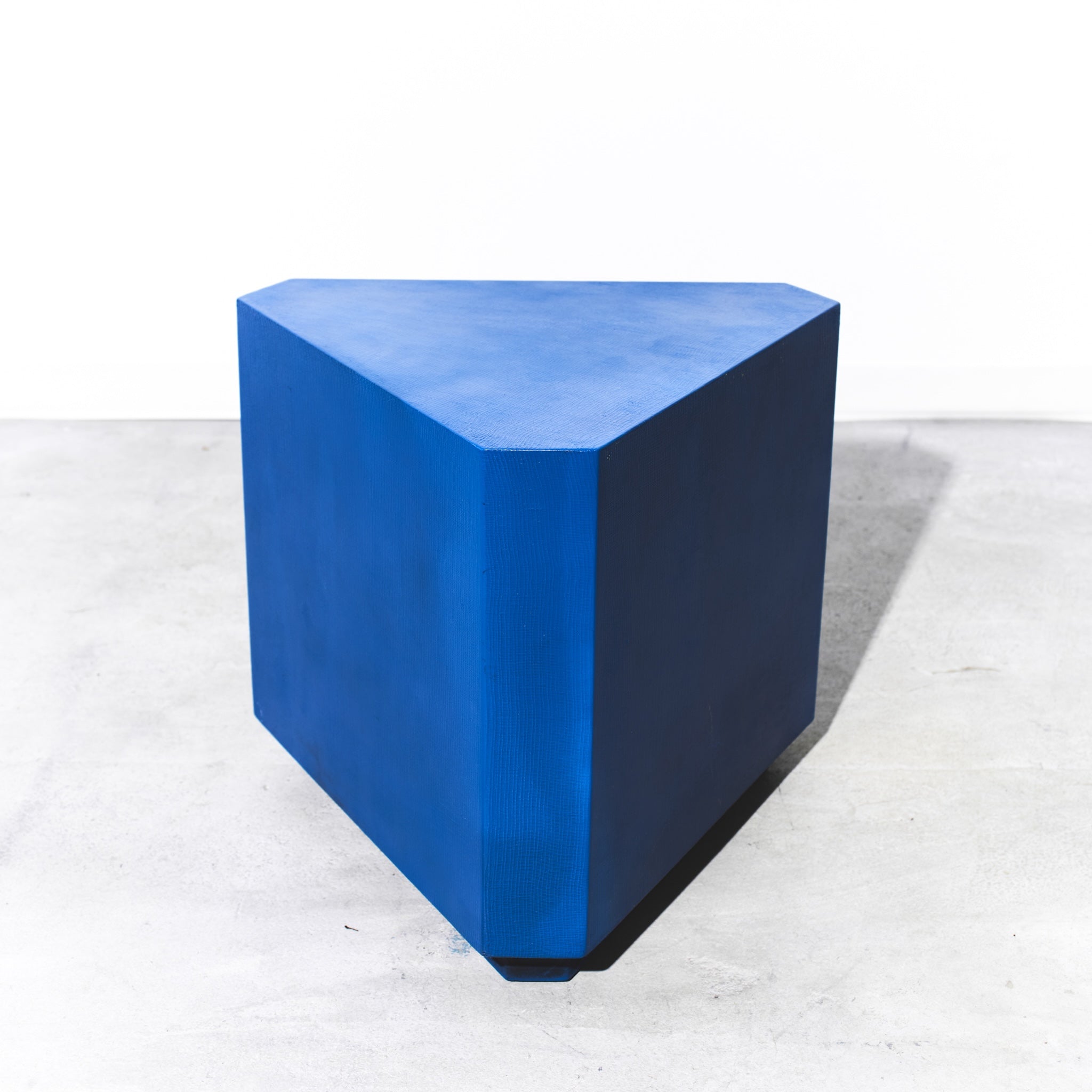 Refurbished Postmodern Blue Triangle Side Table