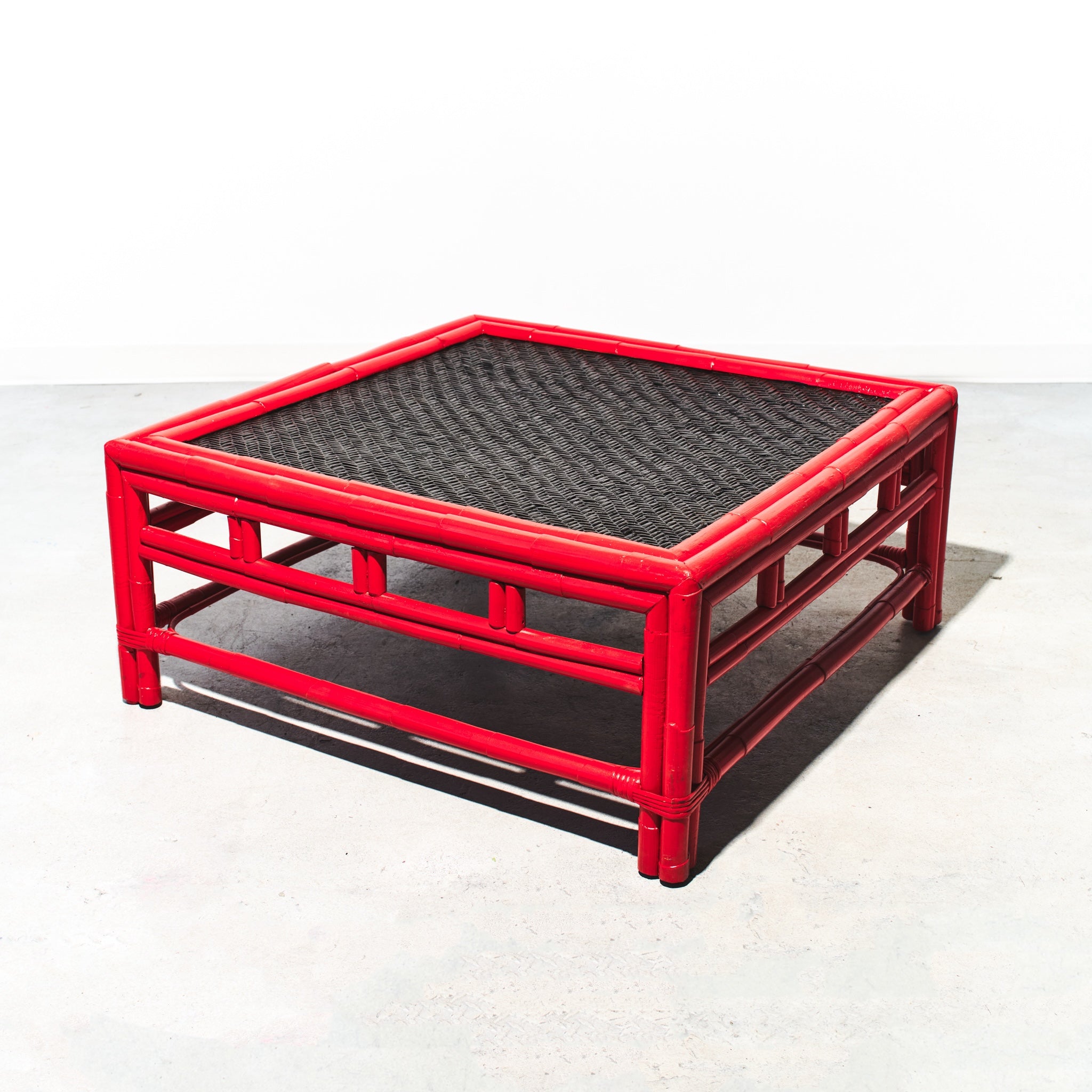 Refurbished Bamboo Woven Coffee Table