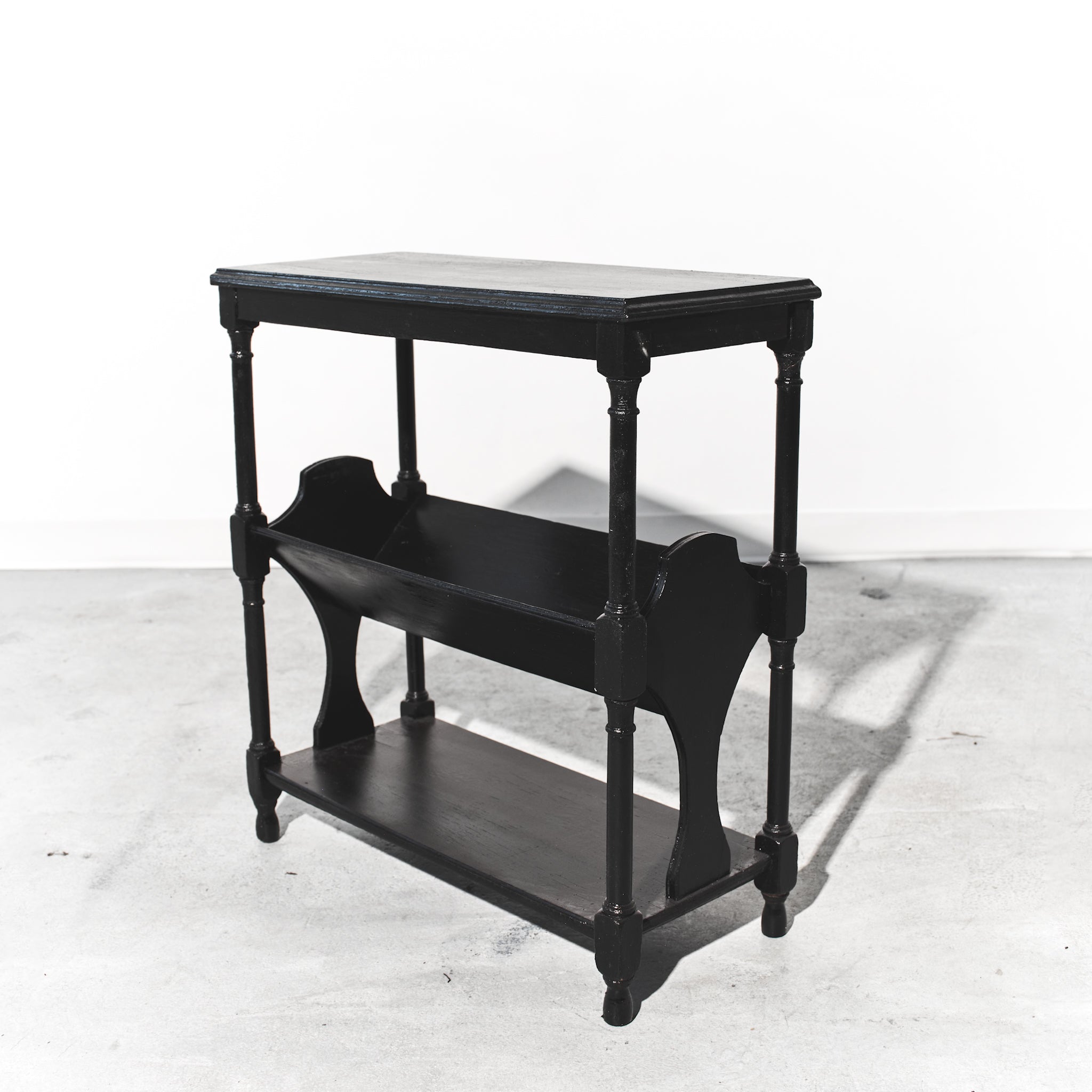 Refurbished Black Antique Magazine End Table