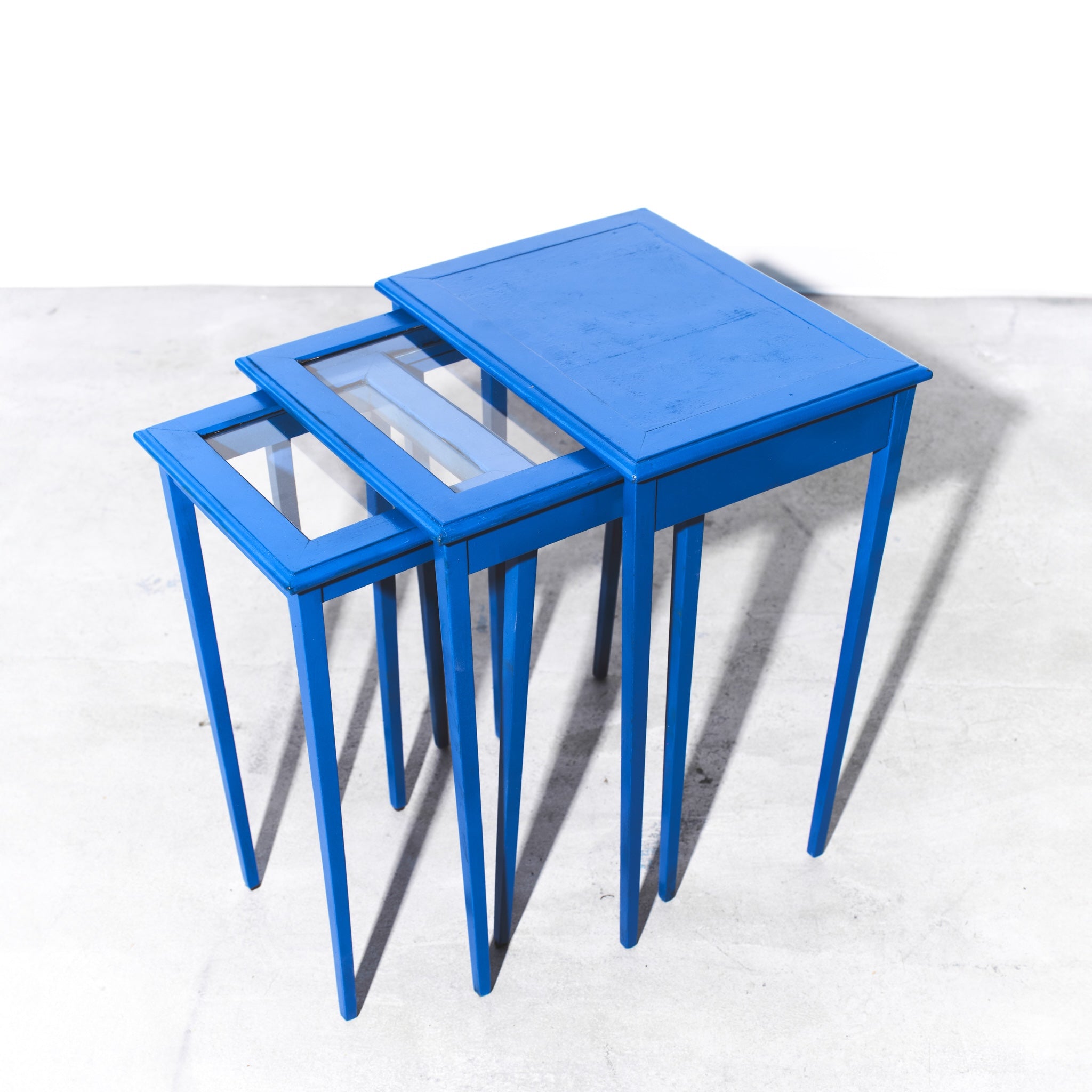 Blue Refurbished Antique Nesting Tables