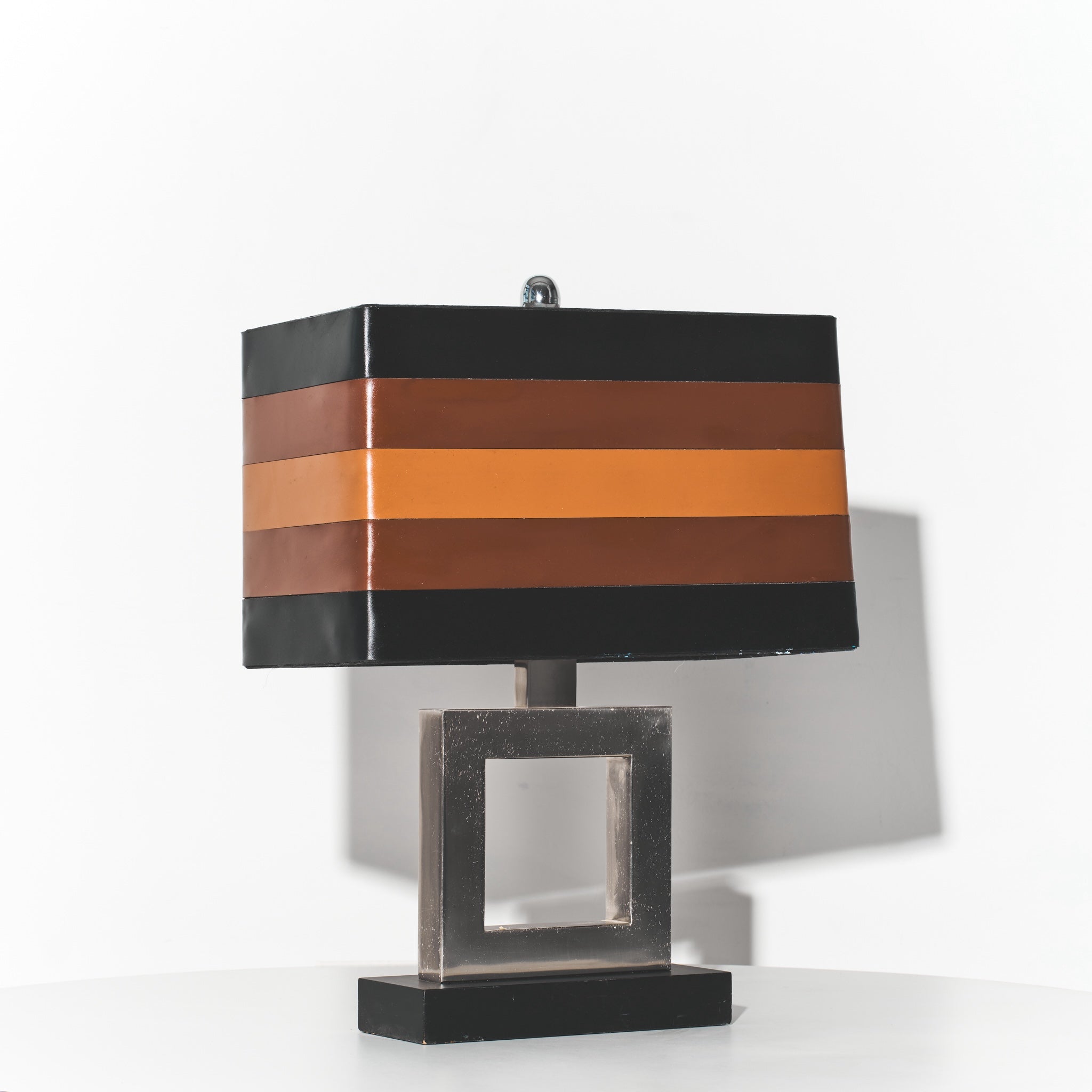 Refurbished Mid-century Modern Striped Vinyl Lamp