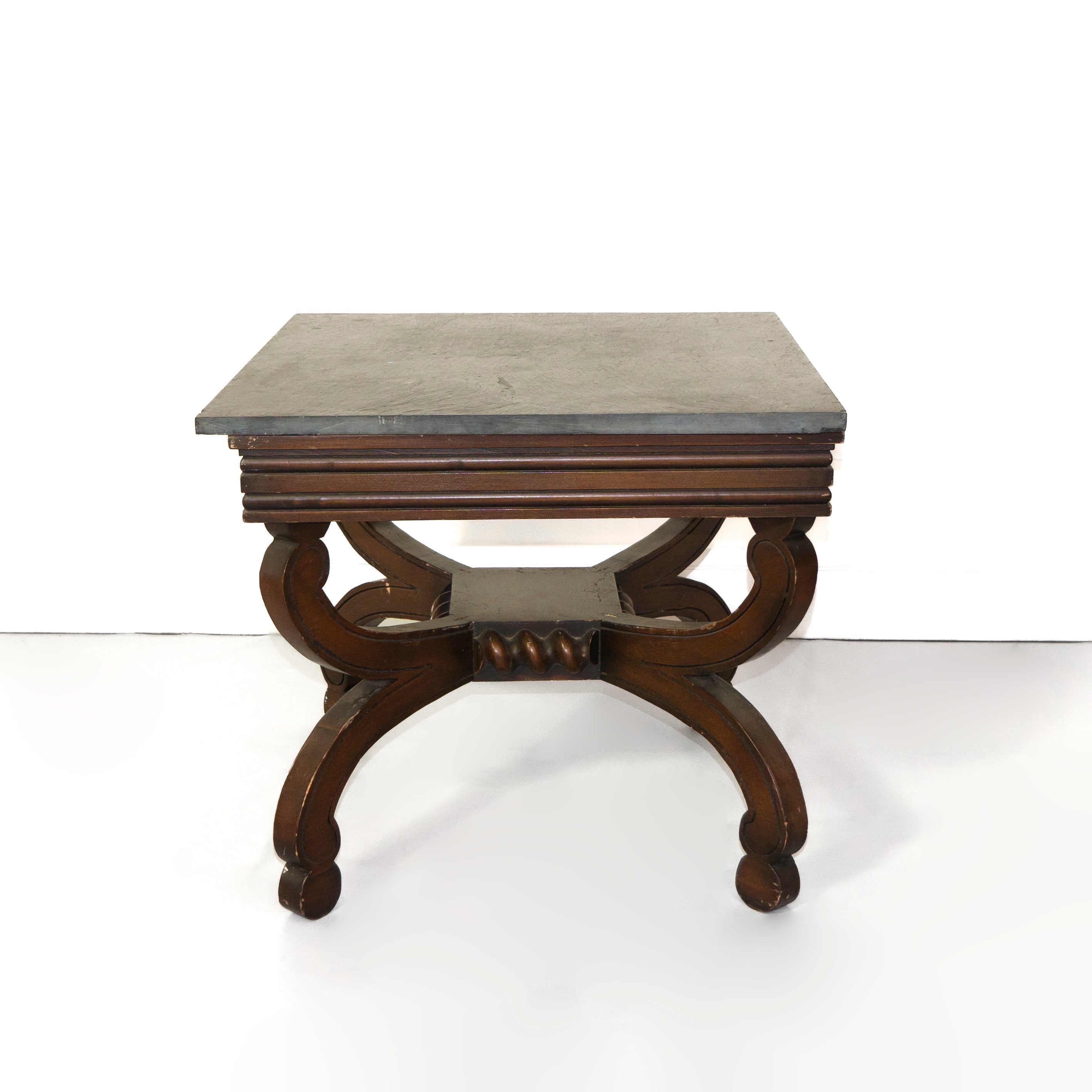 Antique Wooden Slate Side Table