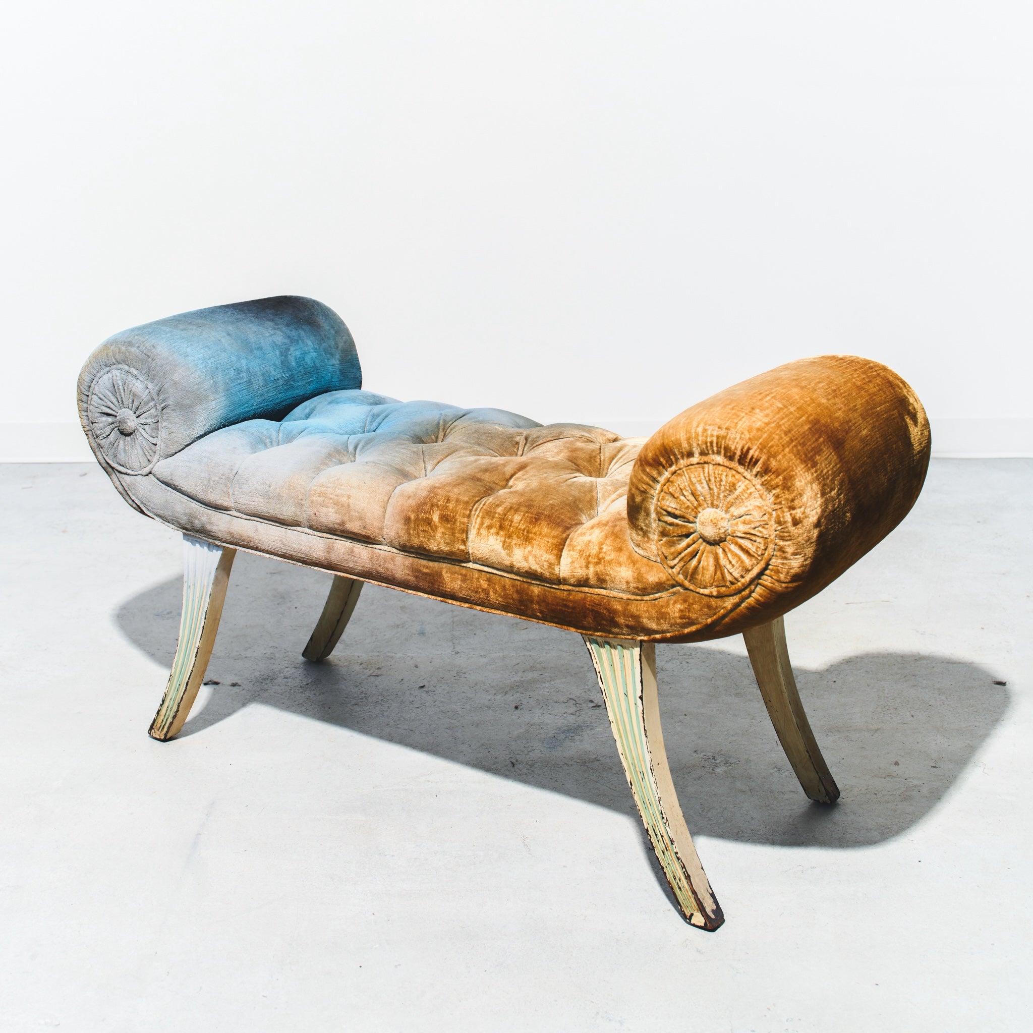 upholstered velvet bench