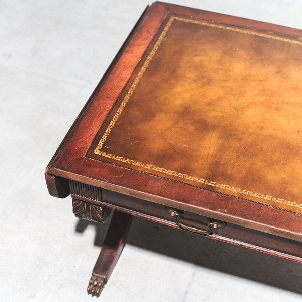 1930s Weiman English Regency Mahogany and Leather Drop Leaf Coffee Table