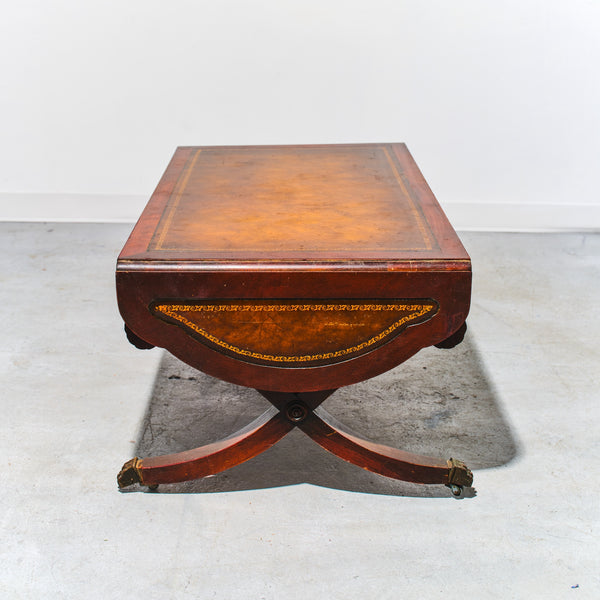 1930s Weiman English Regency Mahogany and Leather Drop Leaf Coffee Table