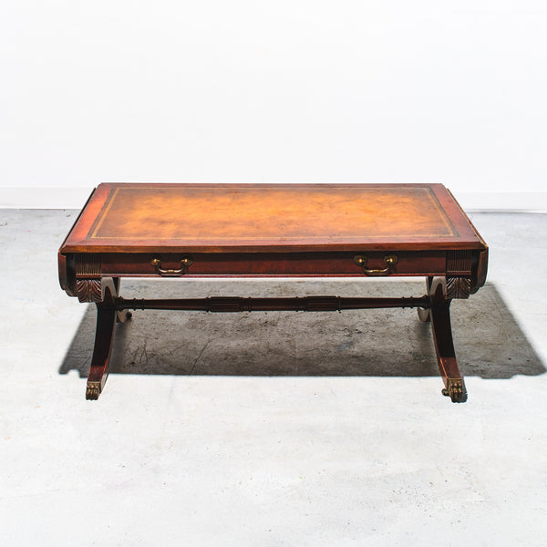 1930s Weiman English Regency Mahogany and Leather Drop Leaf Coffee Table