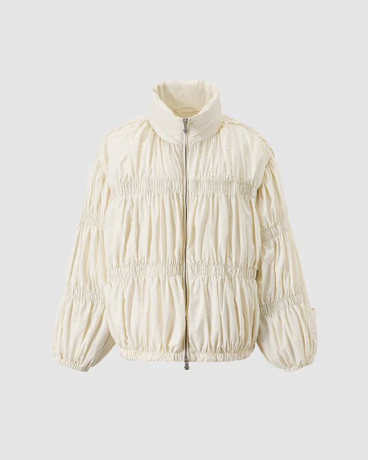 Sundae School - IVORY PLEATED DUVET PUFFER