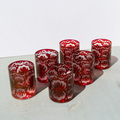 Antique Egermann Bohemian 6 Crystal Tumblers
